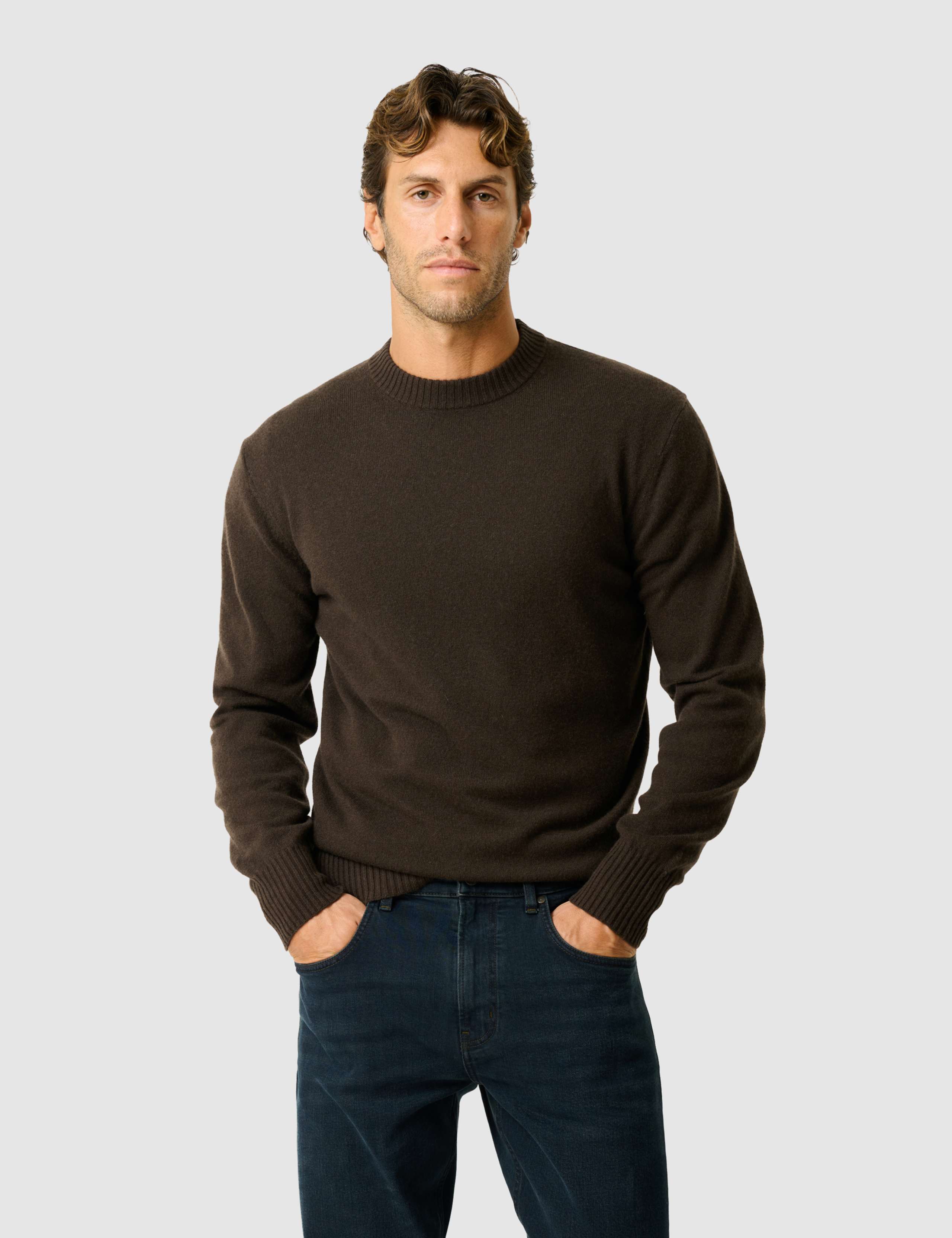 Wool and Cashmere Blend Crew Neck Jumper