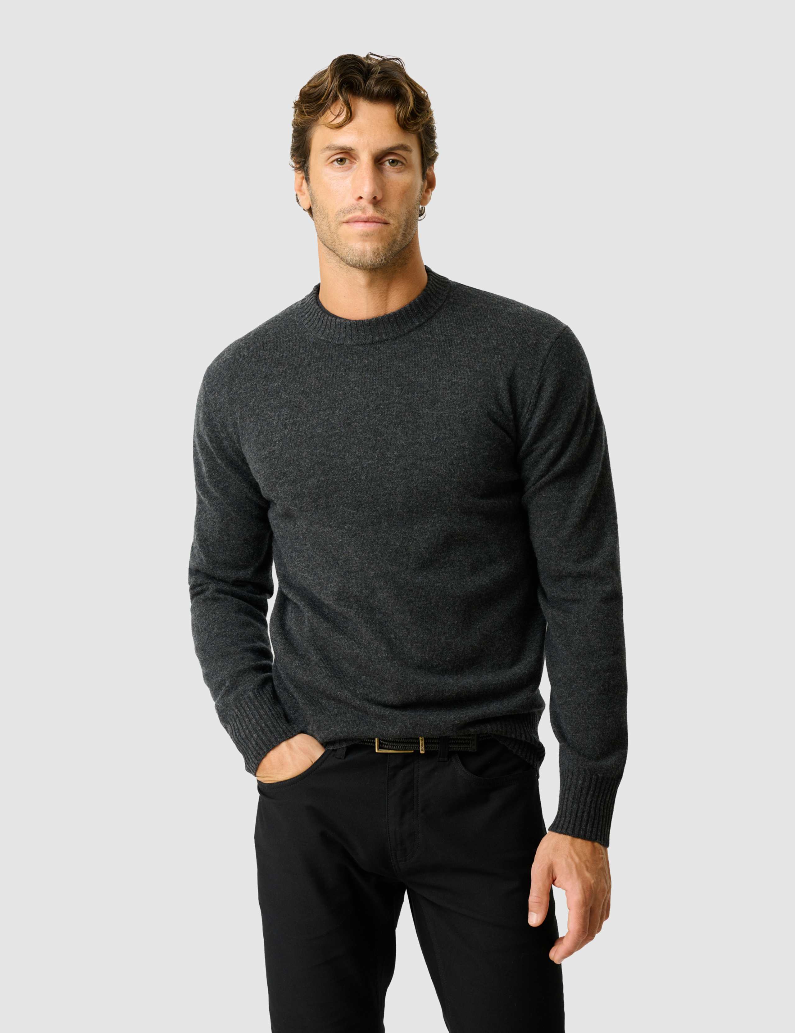 Wool and Cashmere Blend Crew Neck Jumper