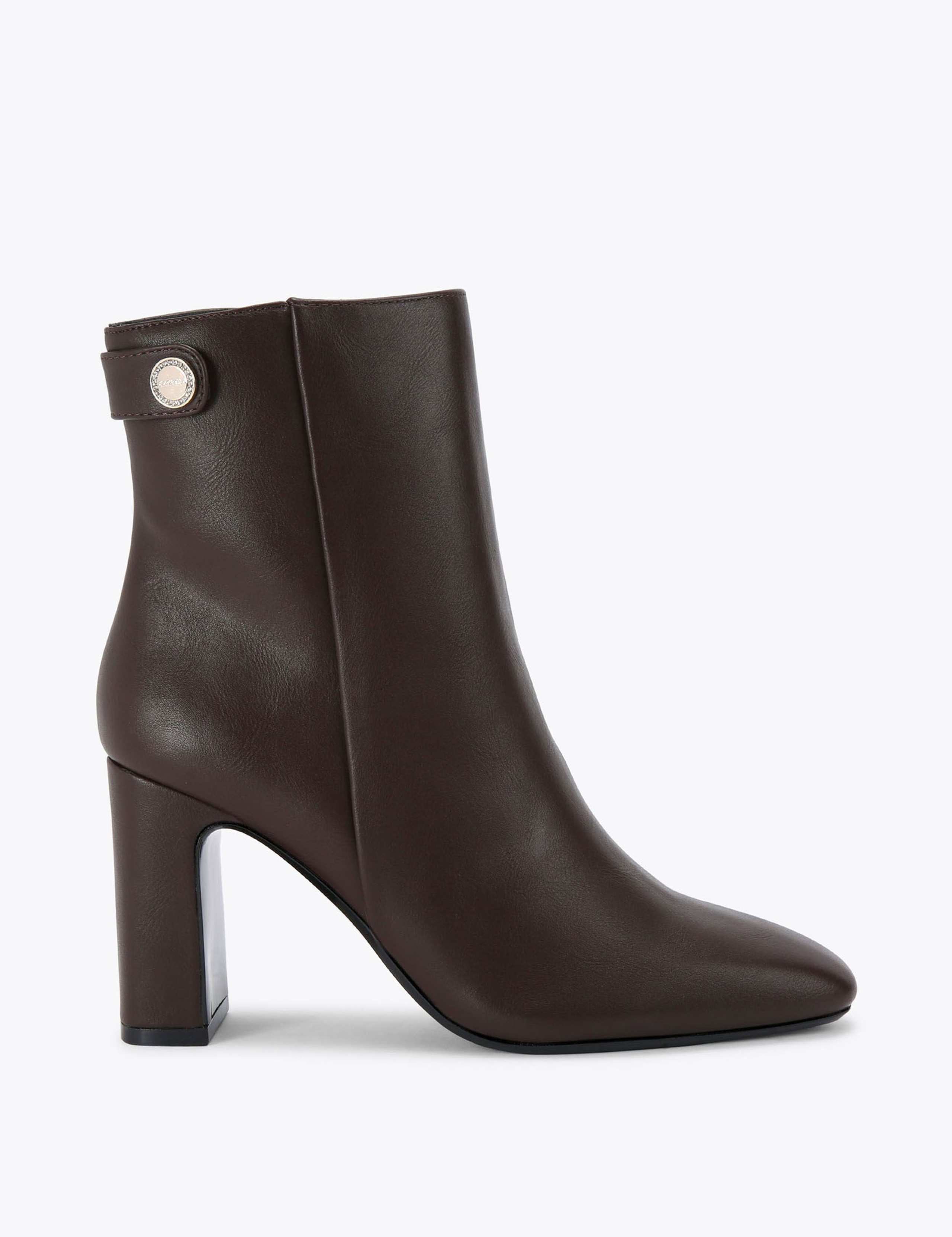 Wide Fit Block Heel Square Toe Ankle Boots