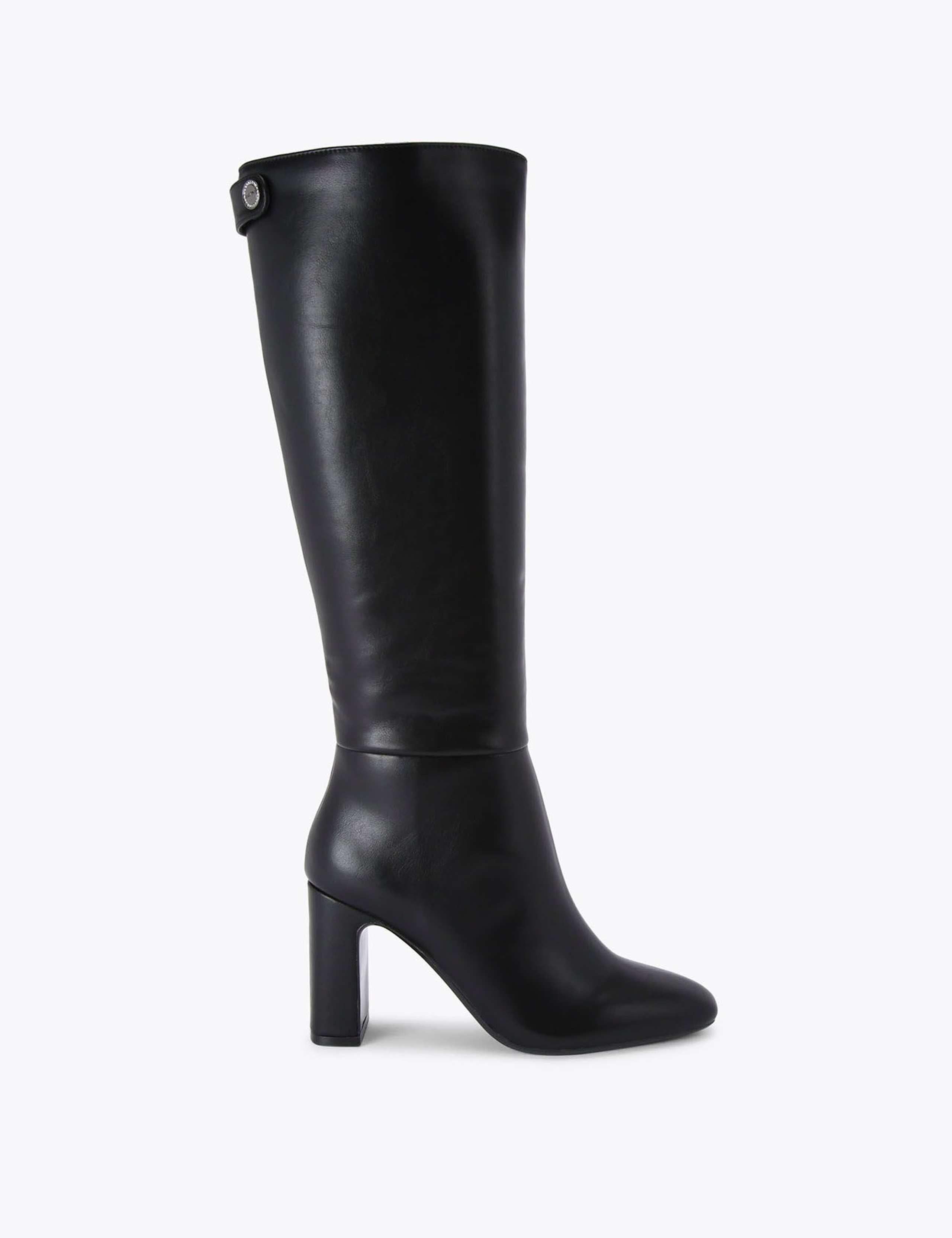 Block Heel Square Toe Knee High Boots