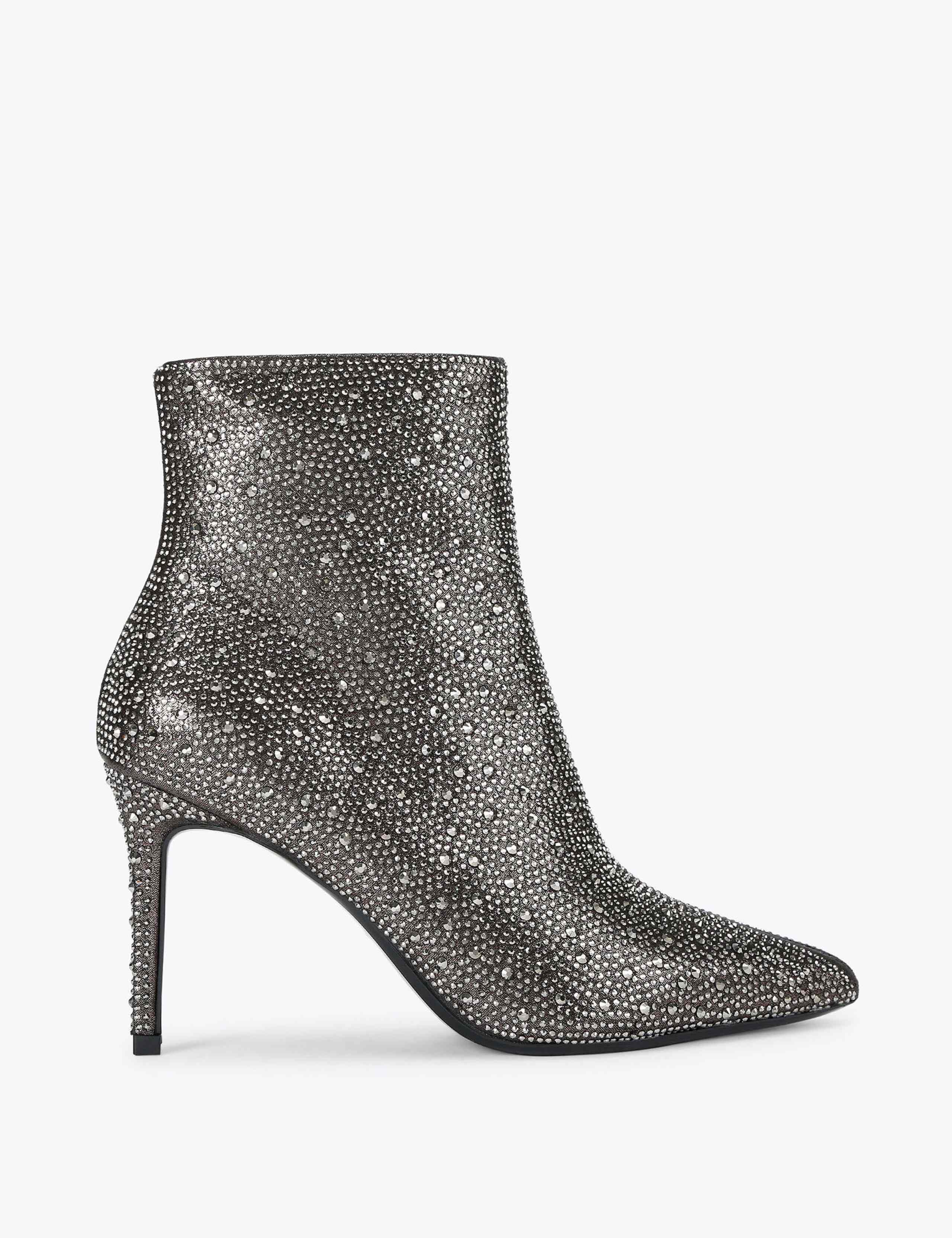 Sparkle Stiletto Heel Pointed Ankle Boots
