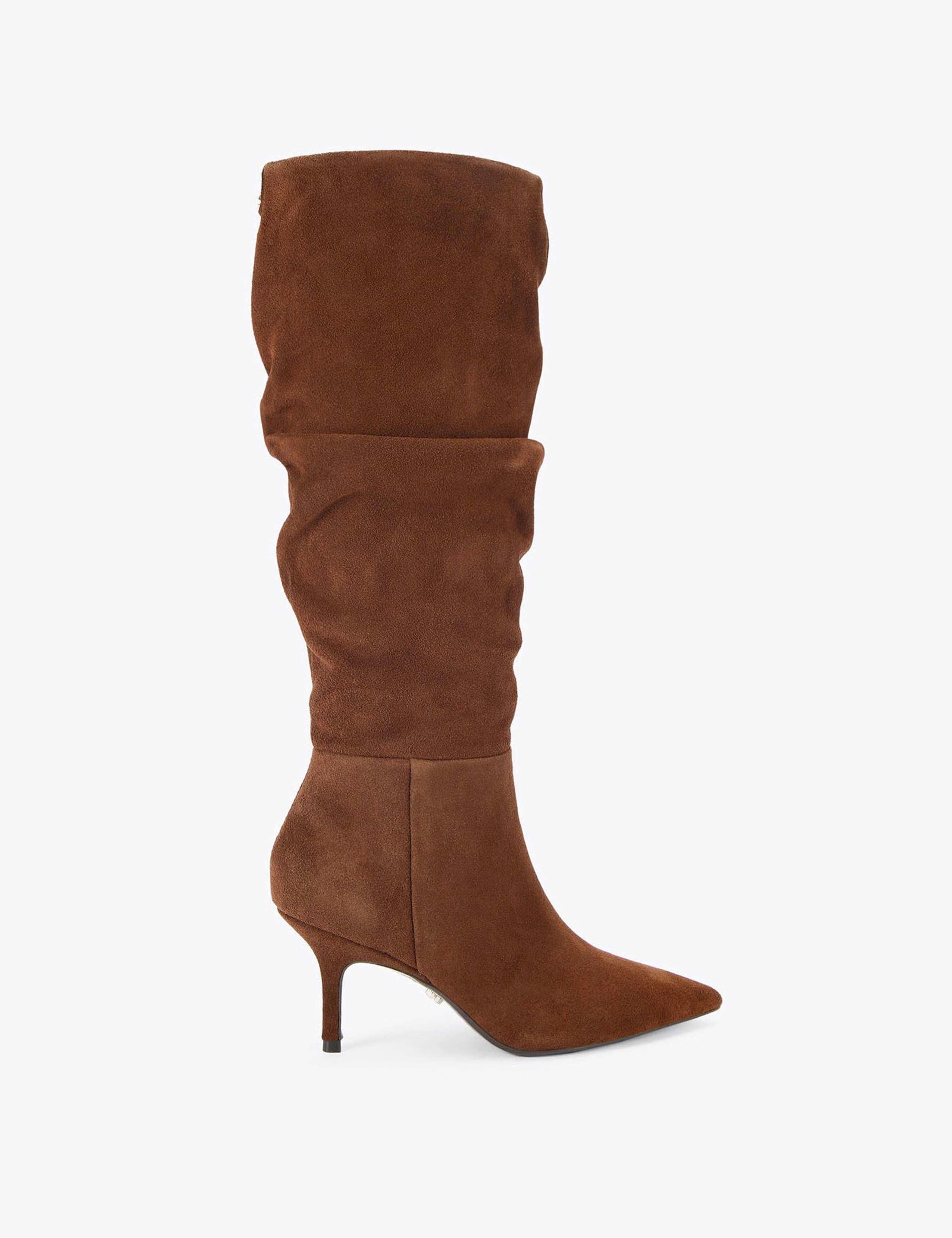 Suede Stiletto Heel Slouch Knee High Boots