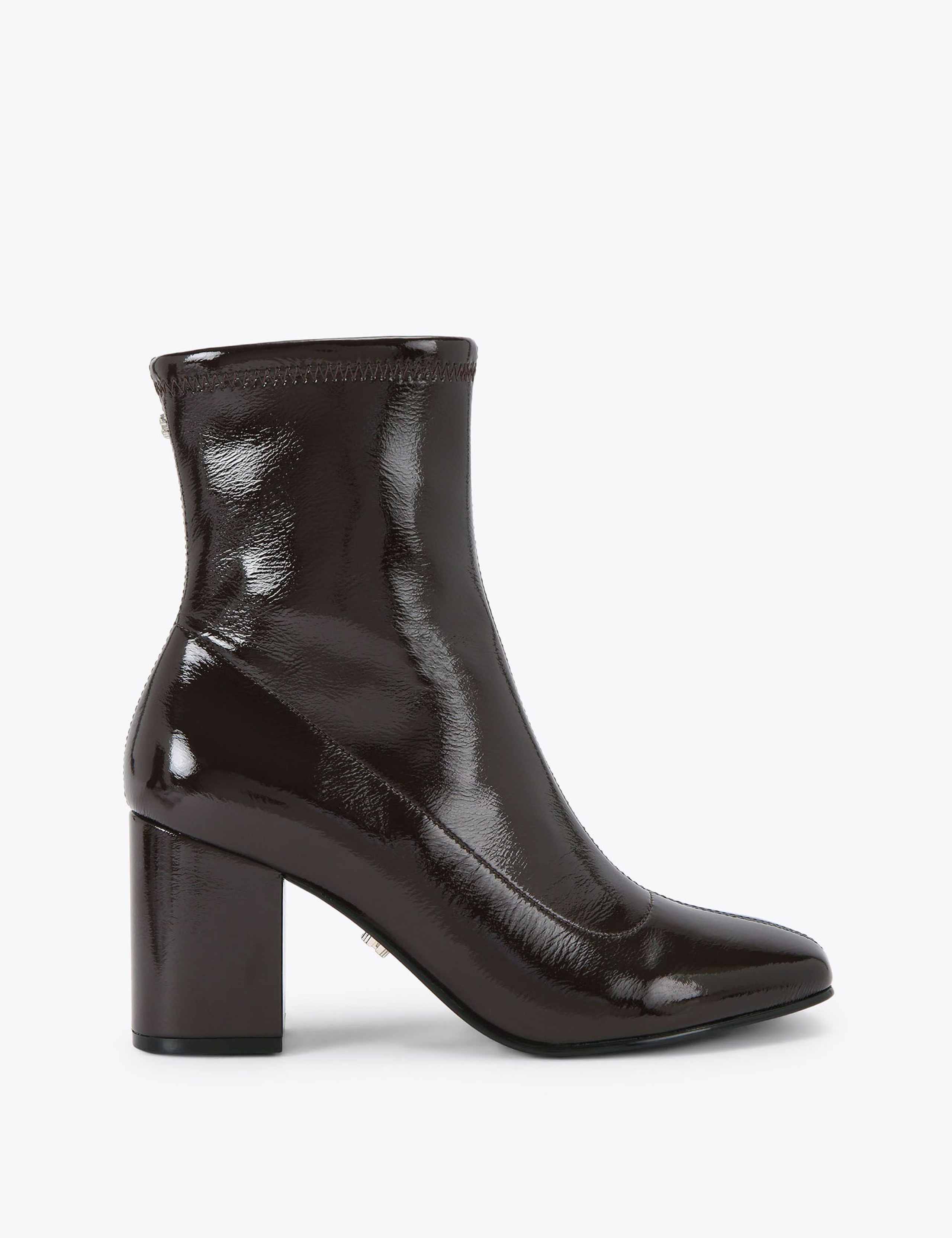 Patent Block Heel Ankle Boots