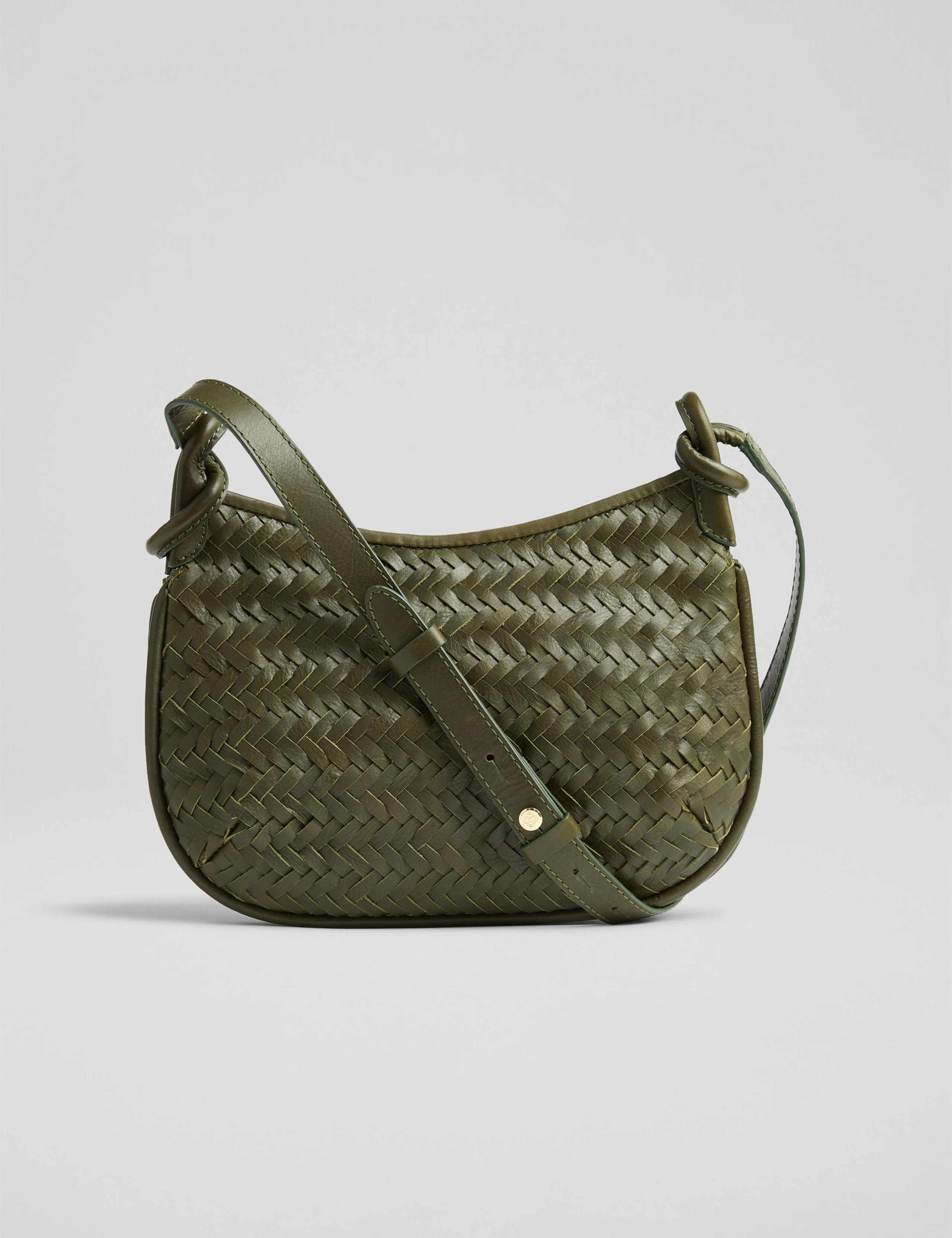Leather Woven Cross Body Bag