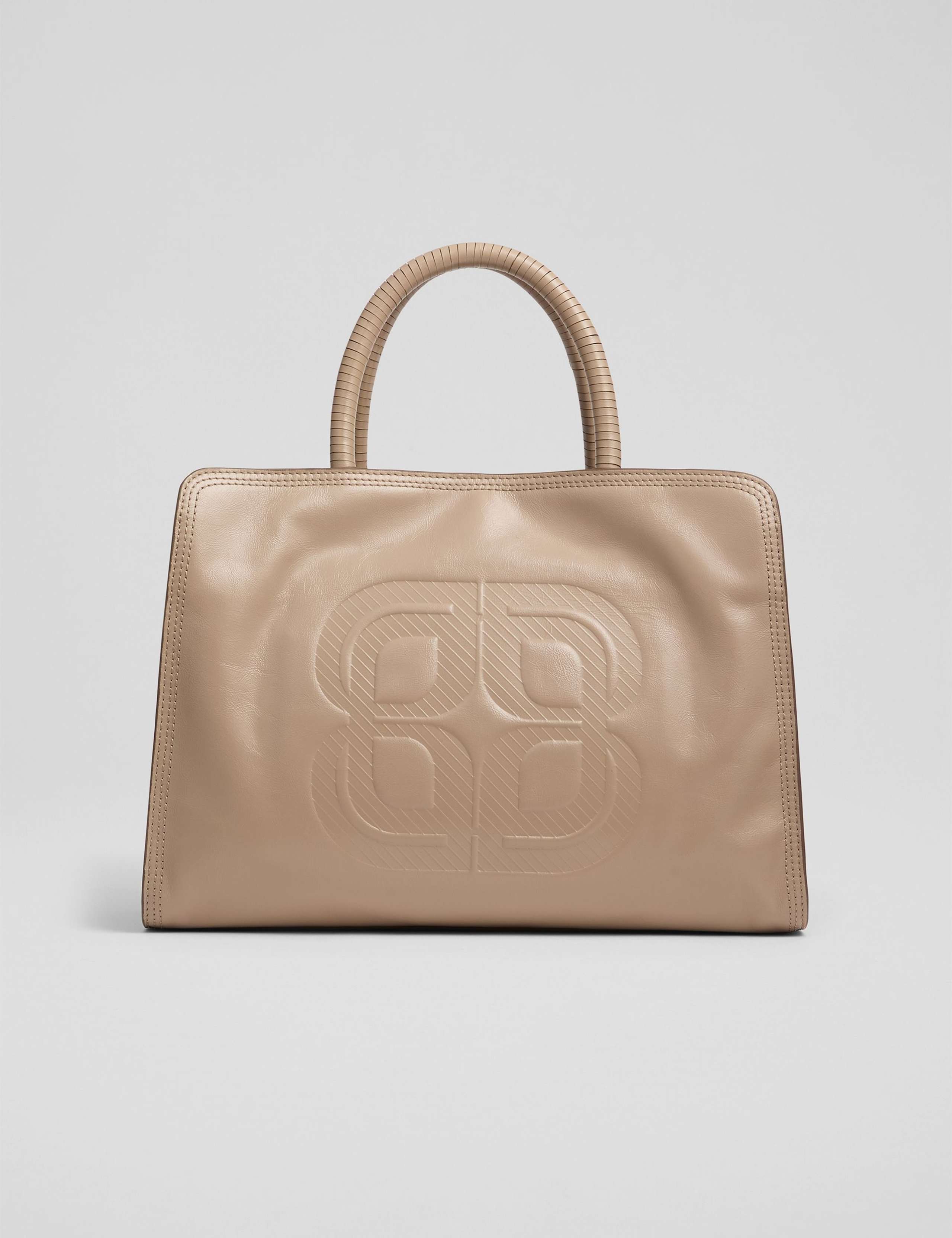 Leather Patent Finish Embossed Tote Bag
