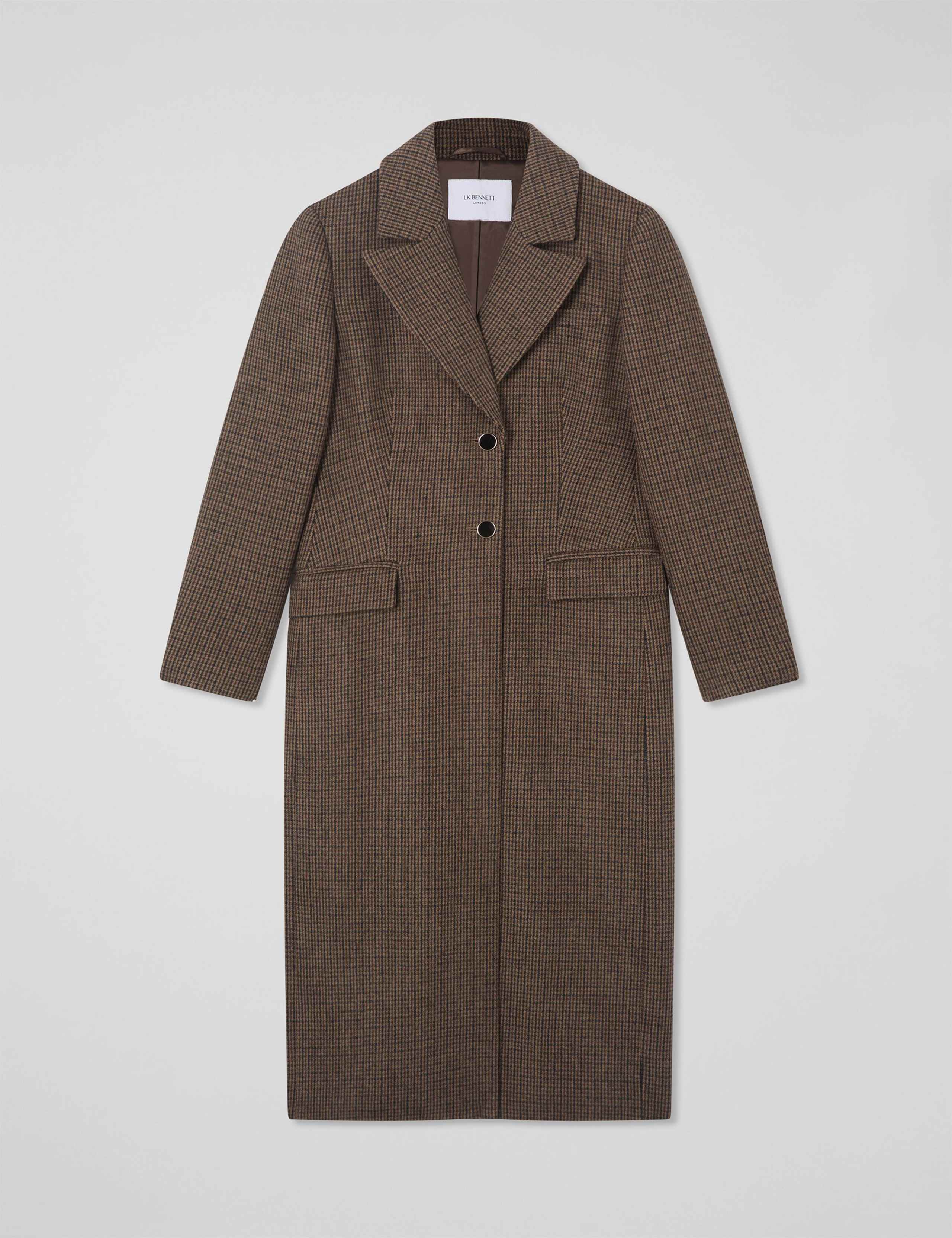 Wool Rich Checked Longline Tailored Coat
