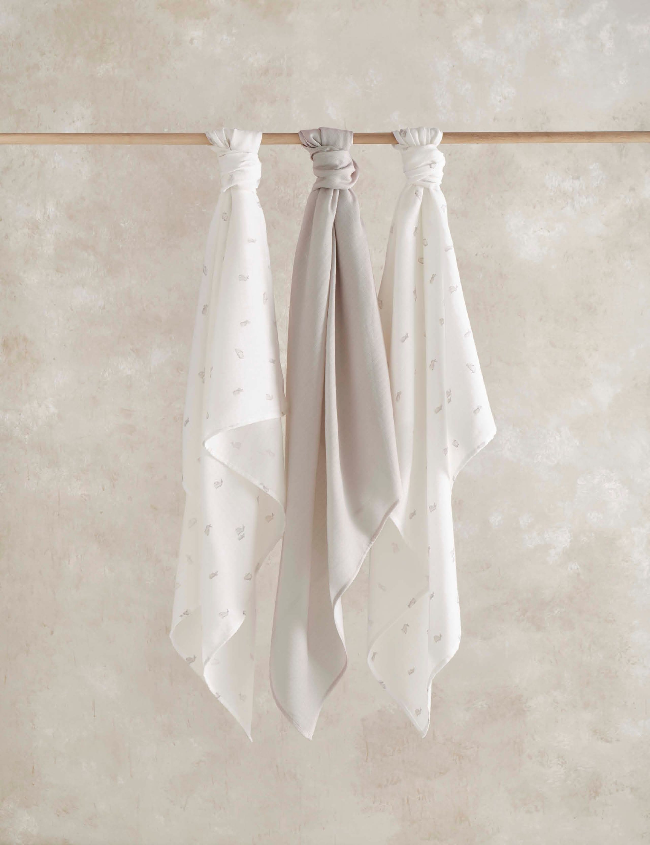 2pk Pure Cotton Bunny Print Muslin Squares