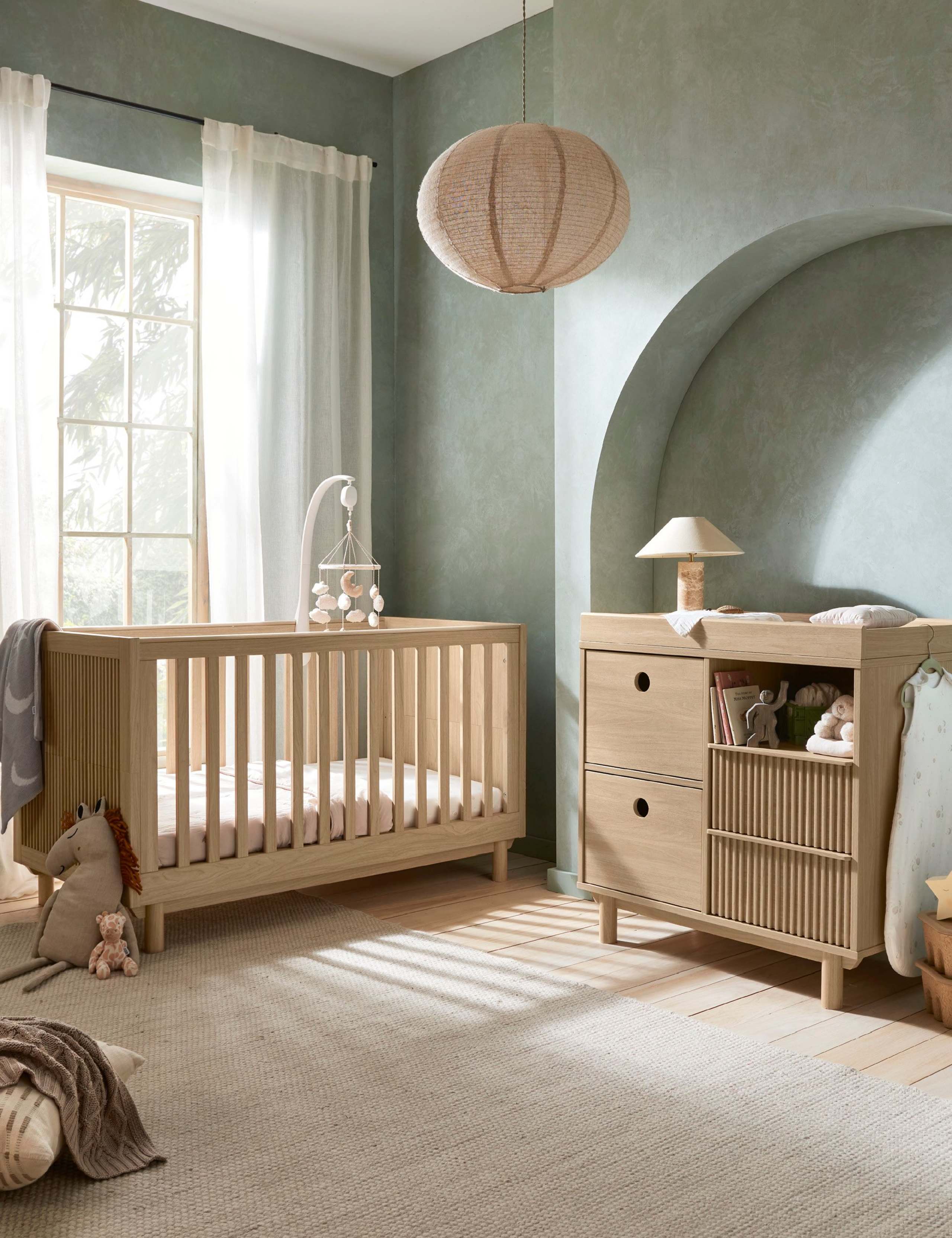 Oska Cot Bed & Narrow Dresser Changer