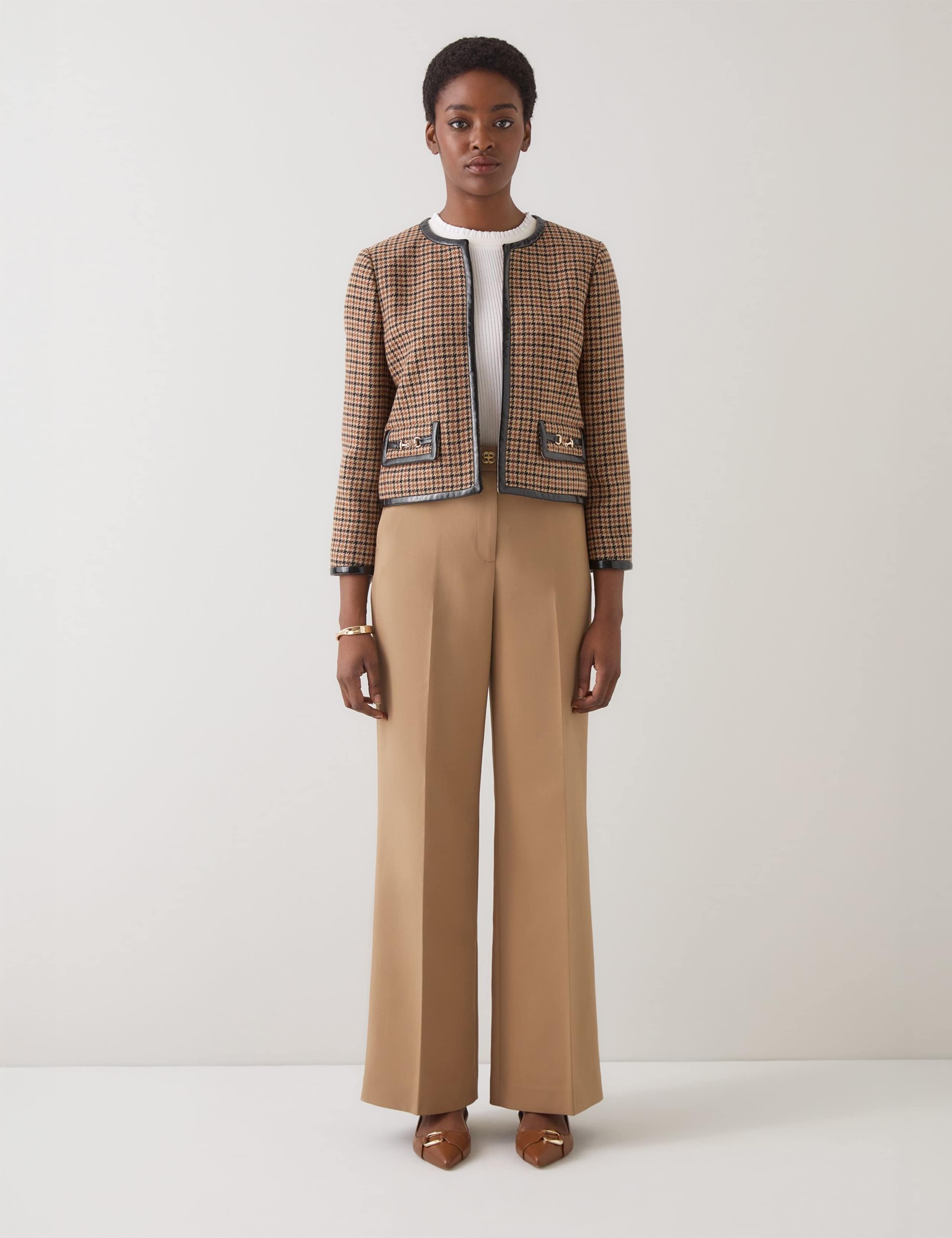 Wool Rich Checked Cropped Jacket