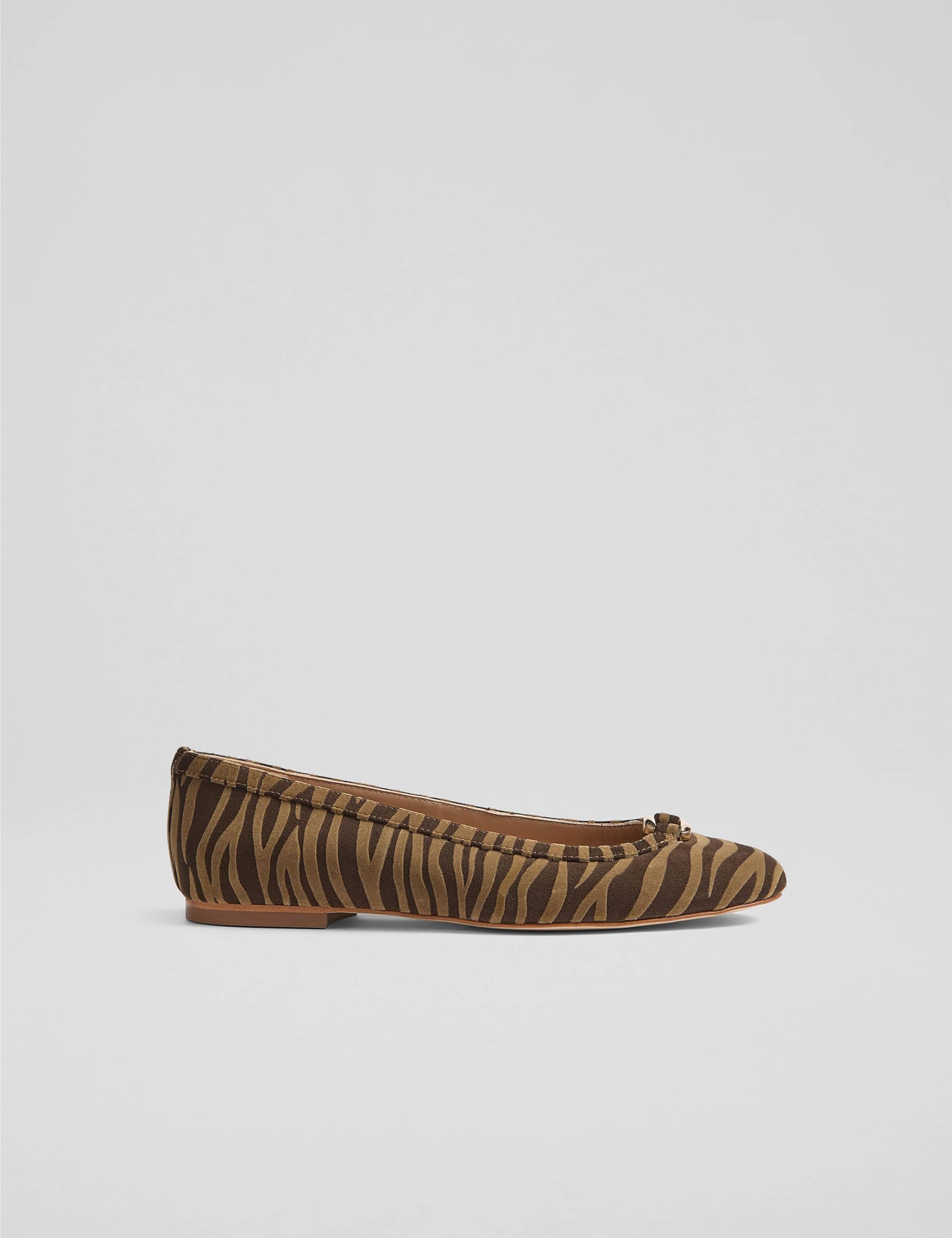 Zebra Print Ring Detail Ballet Pumps