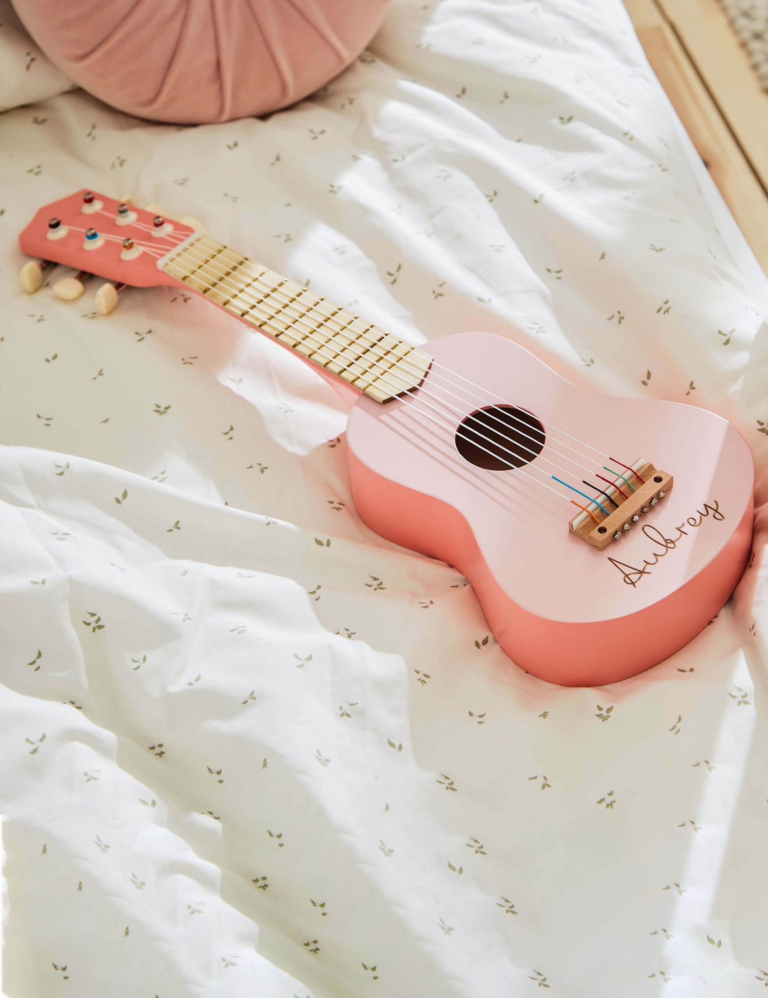 Personalised Pink Guitar Wooden Toy FSC®