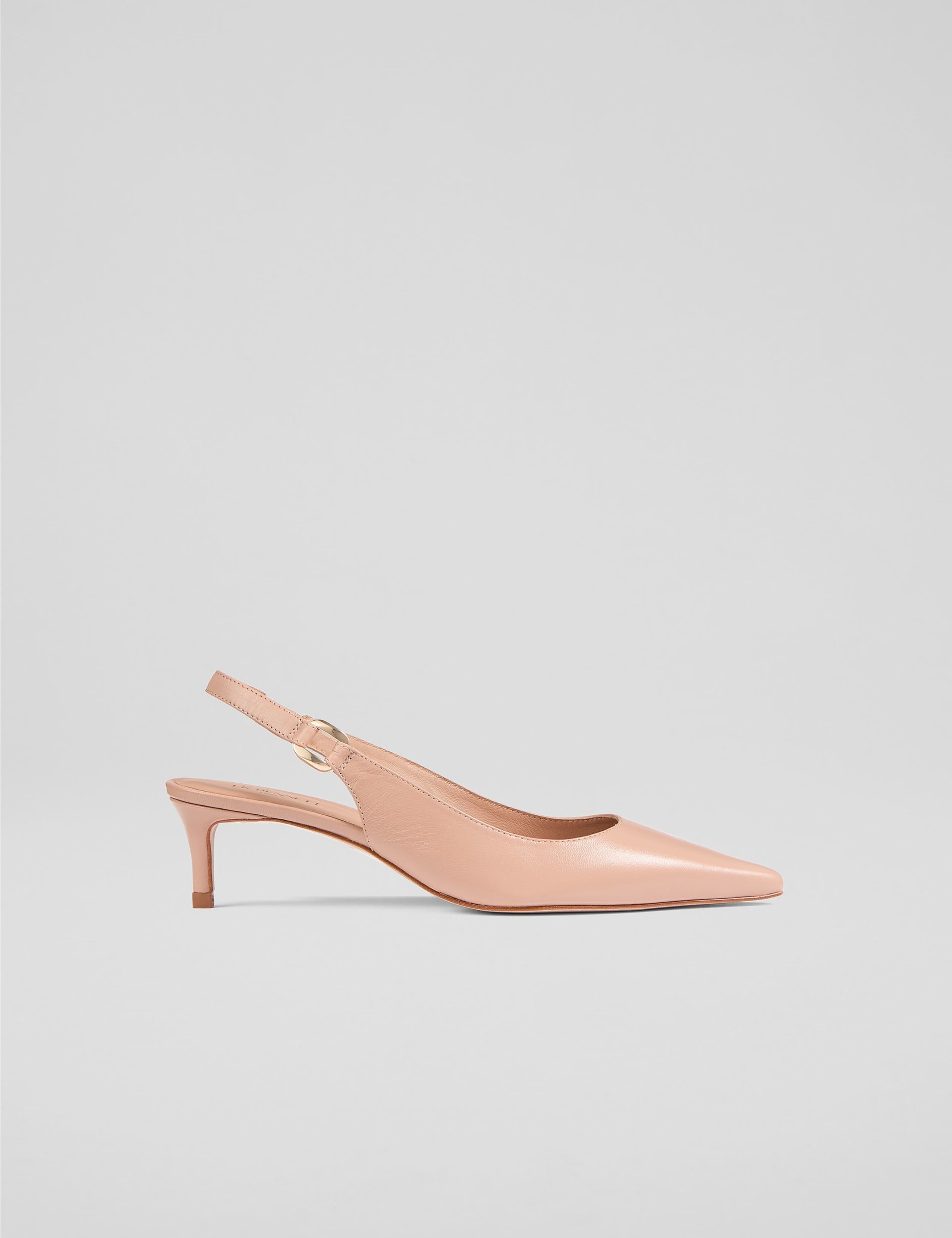Leather Kitten heel Slingback Court Shoes