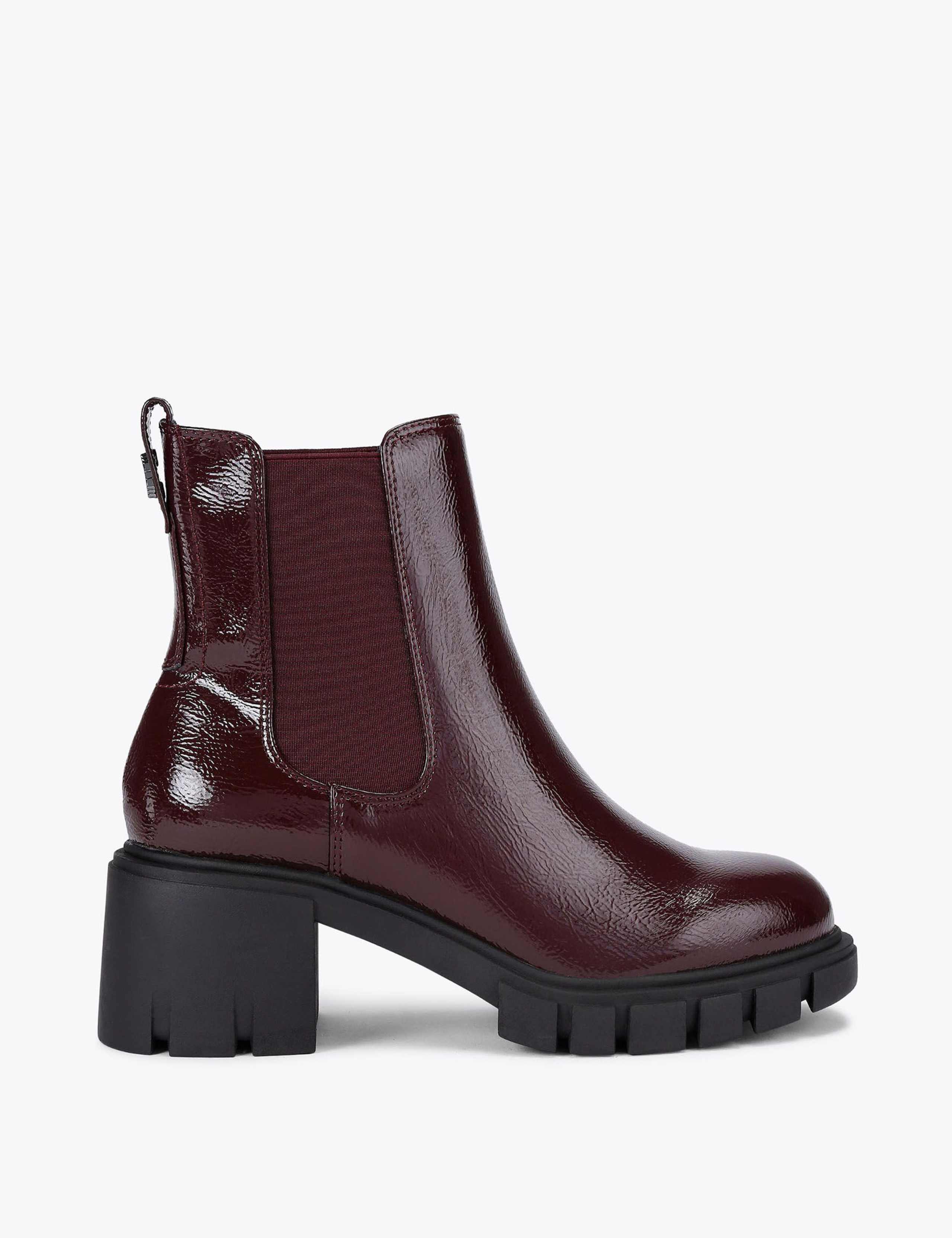 Leather Chelsea Block Heel Ankle Boots