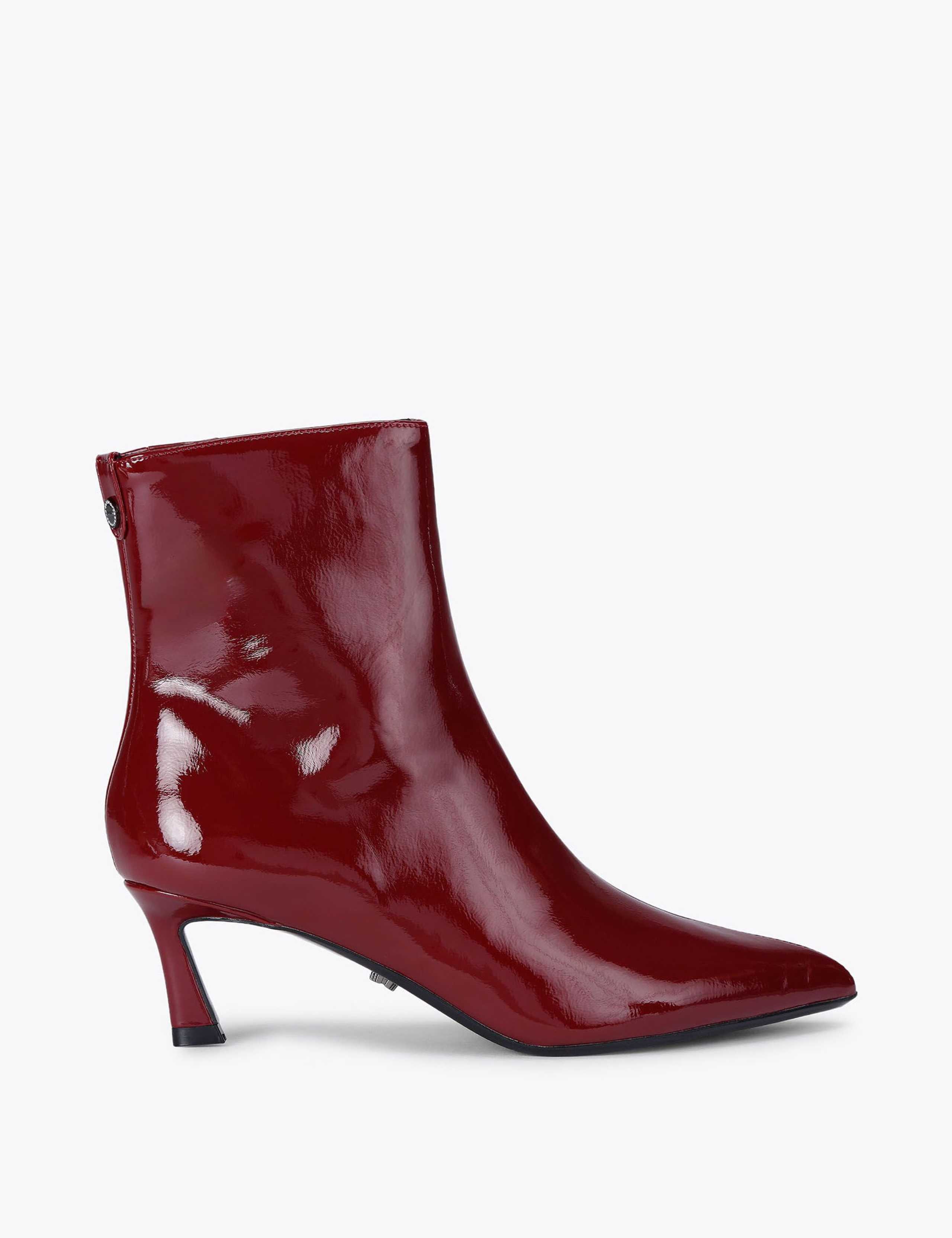 Patent Leather Kitten Heel Ankle Boots