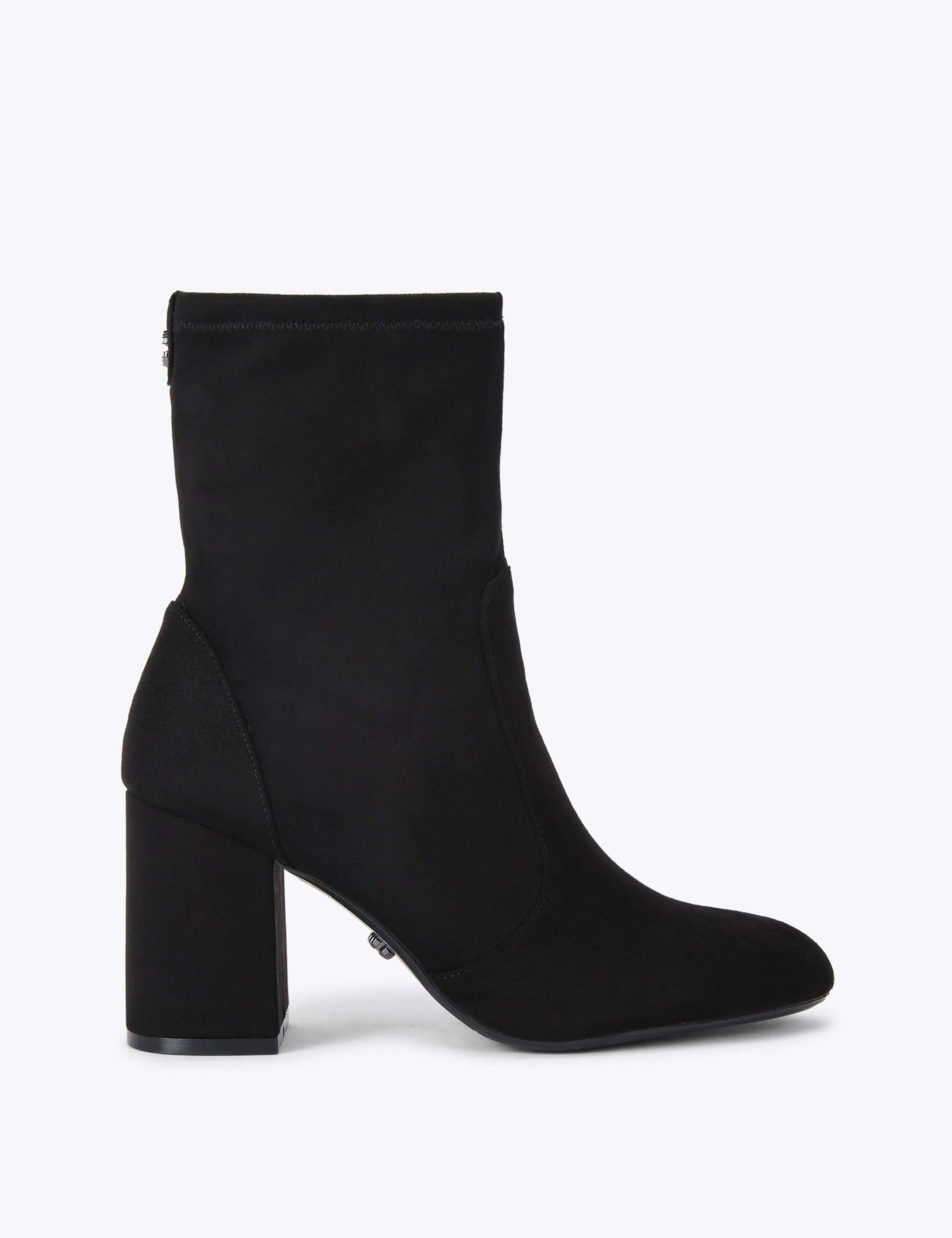 Suede Block Heel Round Toe Ankle Boots