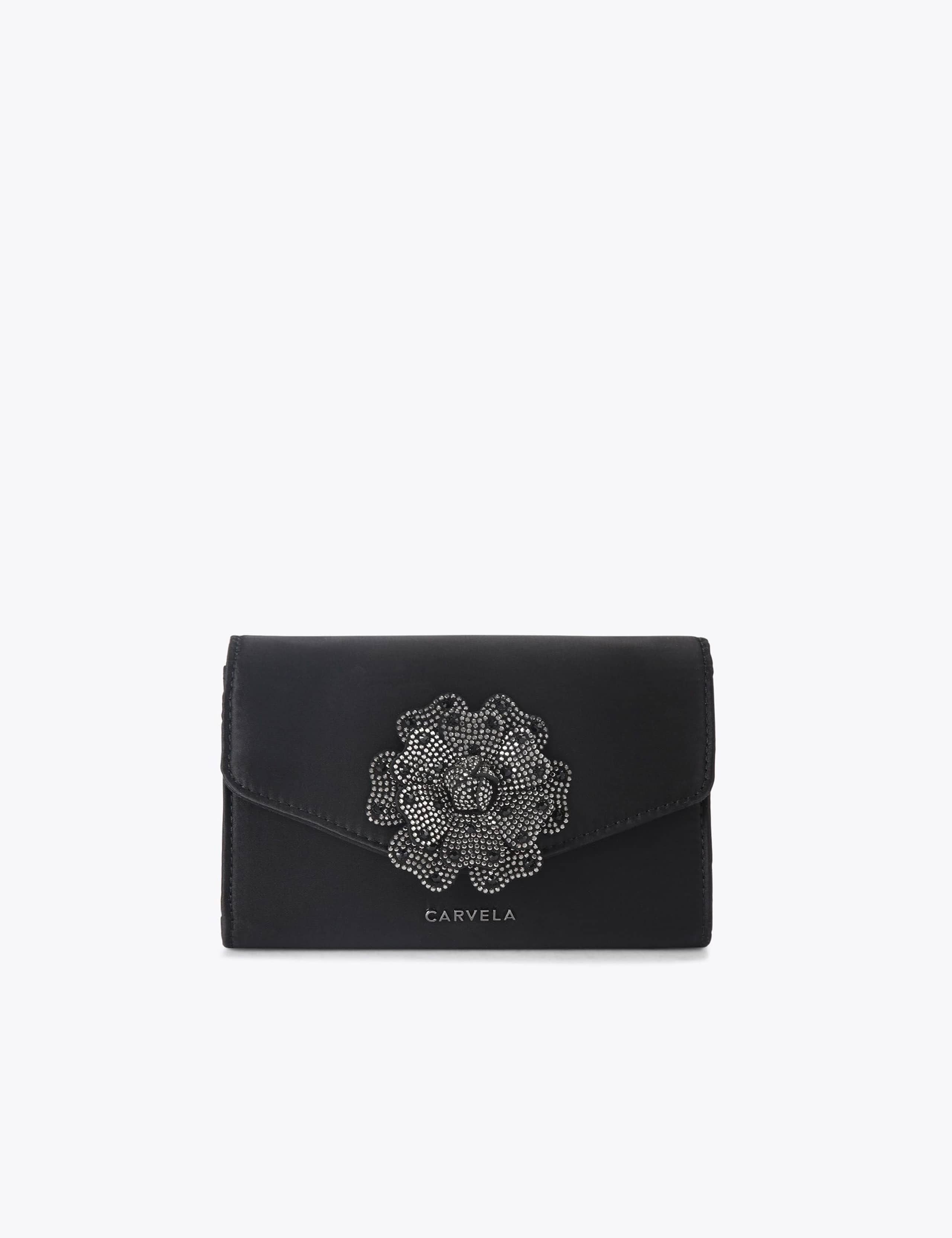 Satin Flower Clutch Bag