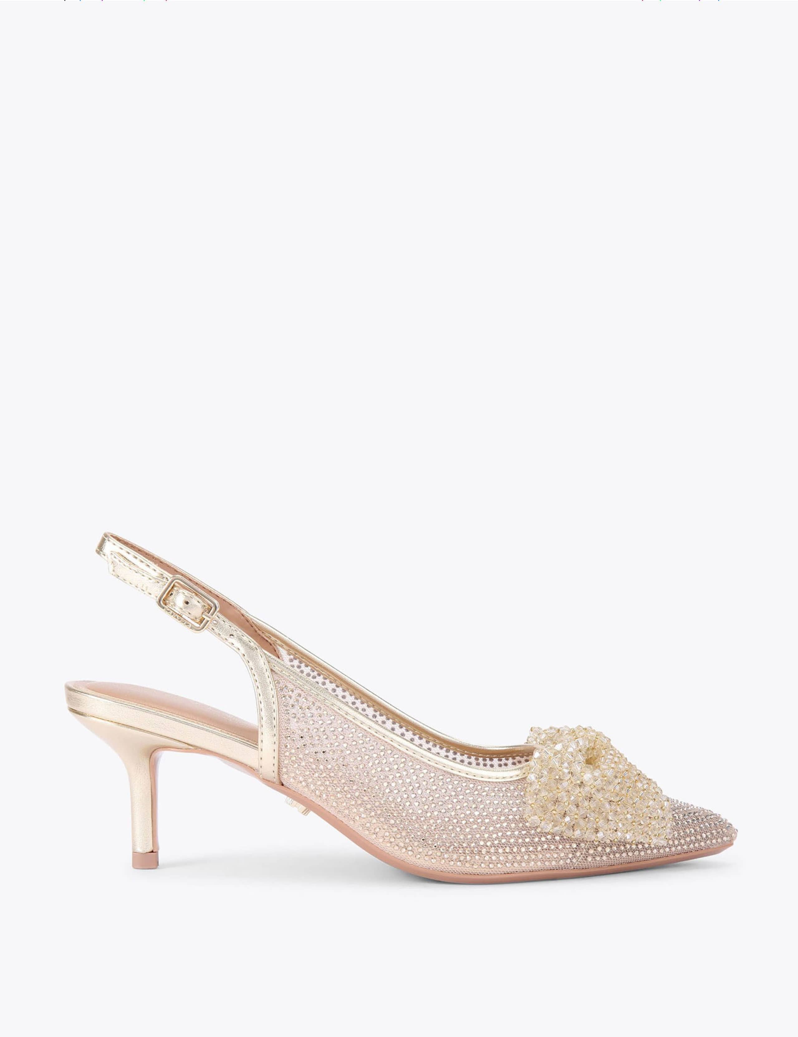 Embellished Bow Slingback Court Shoes