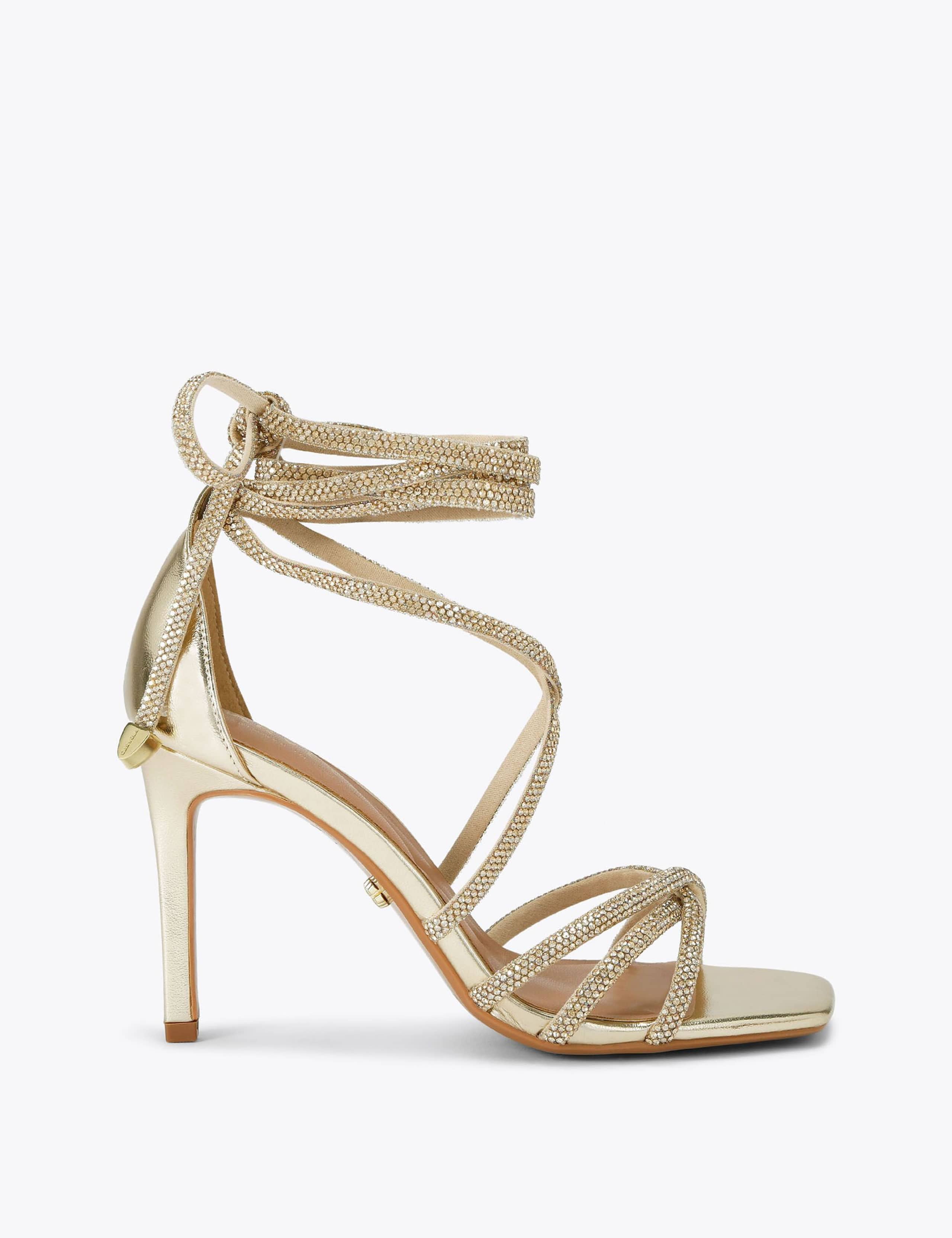 Metallic Lace Up Heeled Sandals