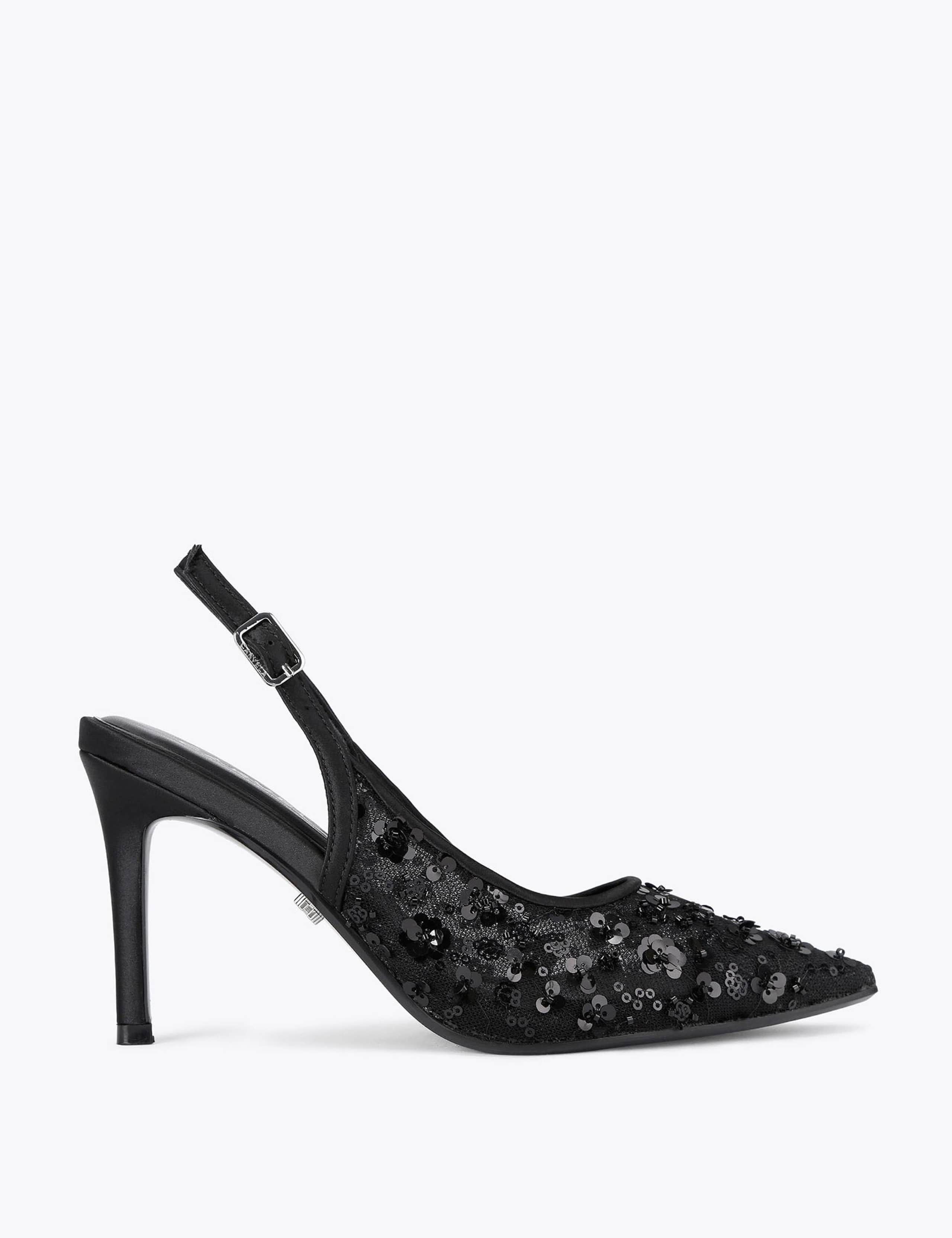 Sequin Stiletto Heel Pointed Slingback Shoes