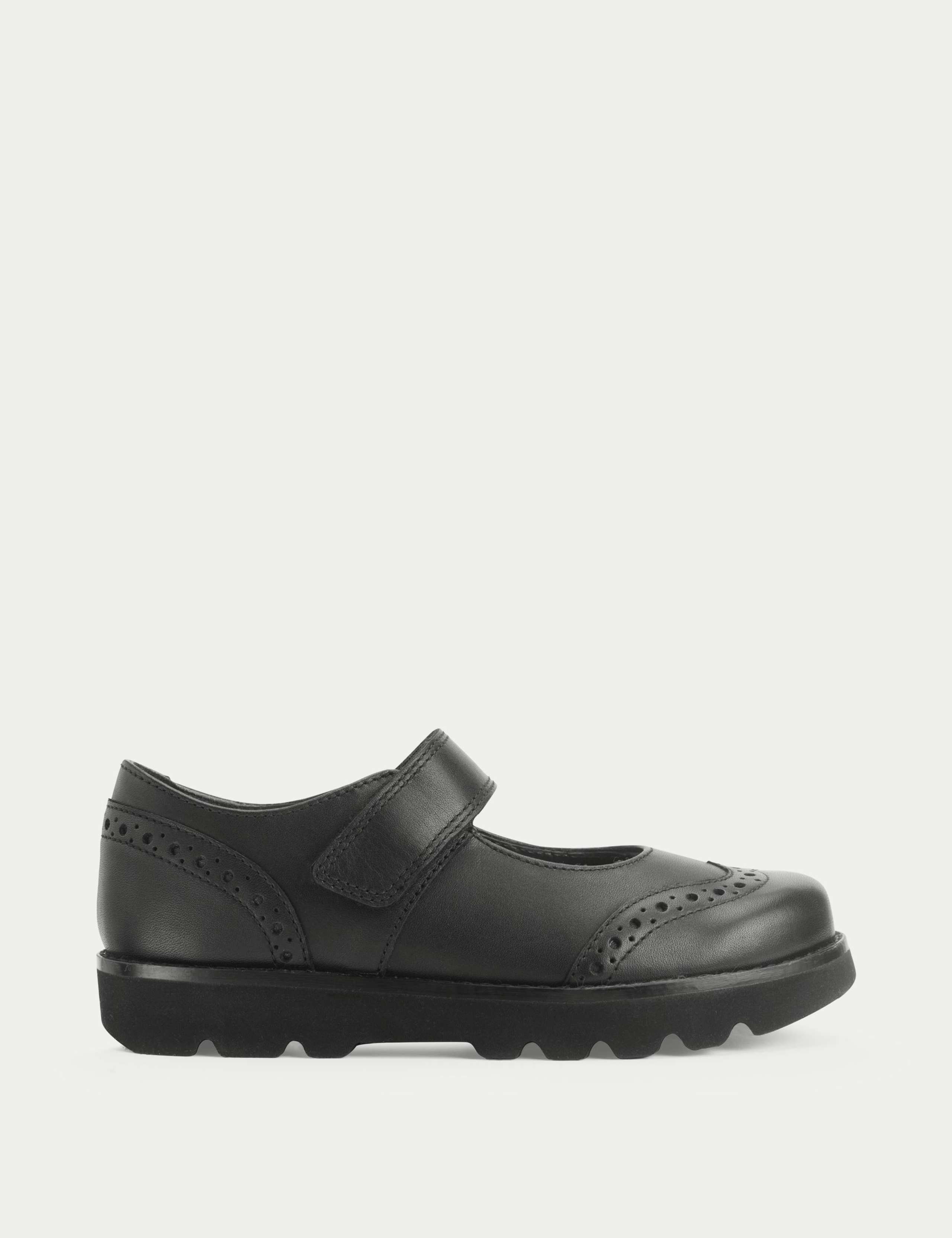 Kids' Leather Riptape School Shoes (9 Small - 3½ Large)