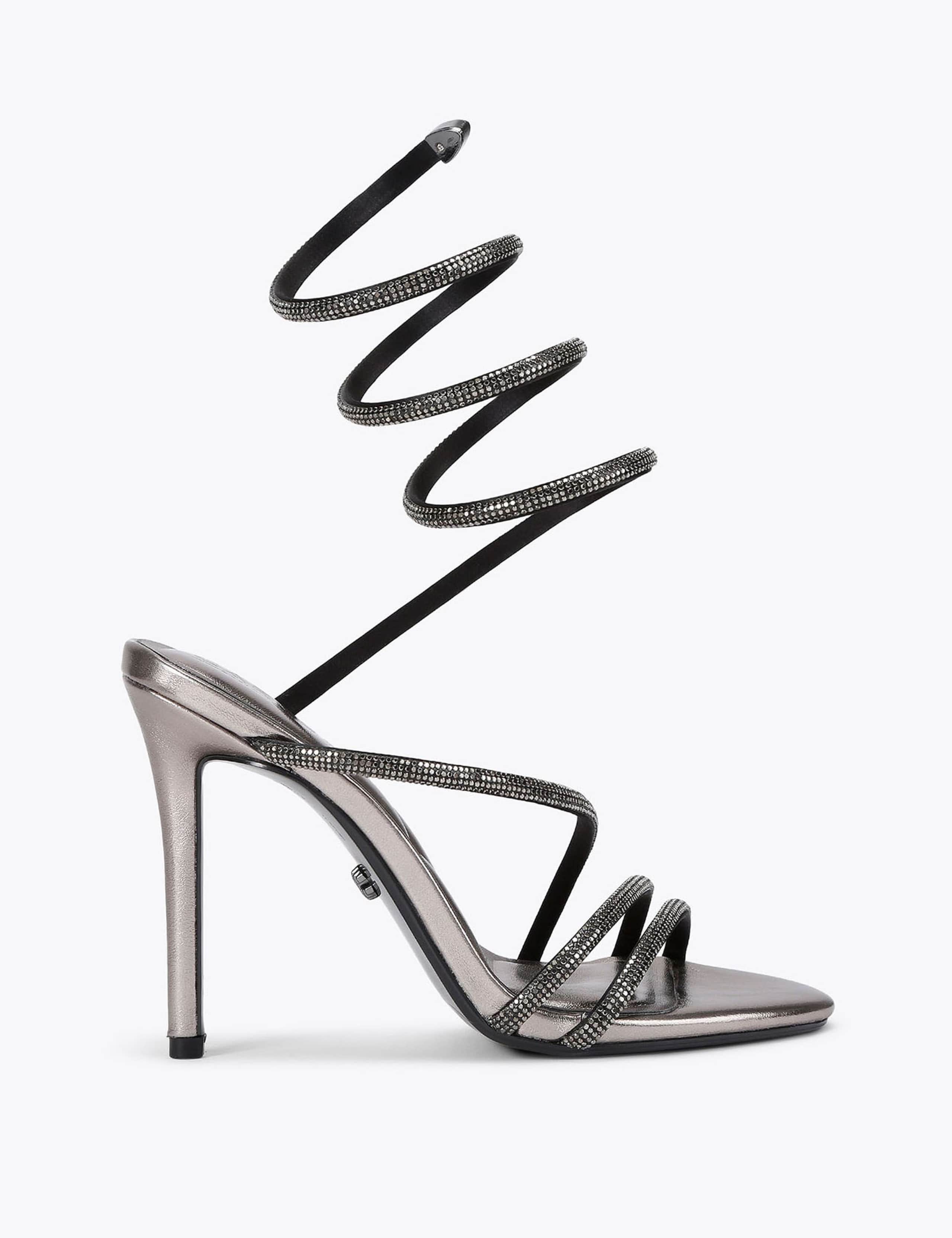Metallic Sparkle Strappy Stiletto Heel Sandals