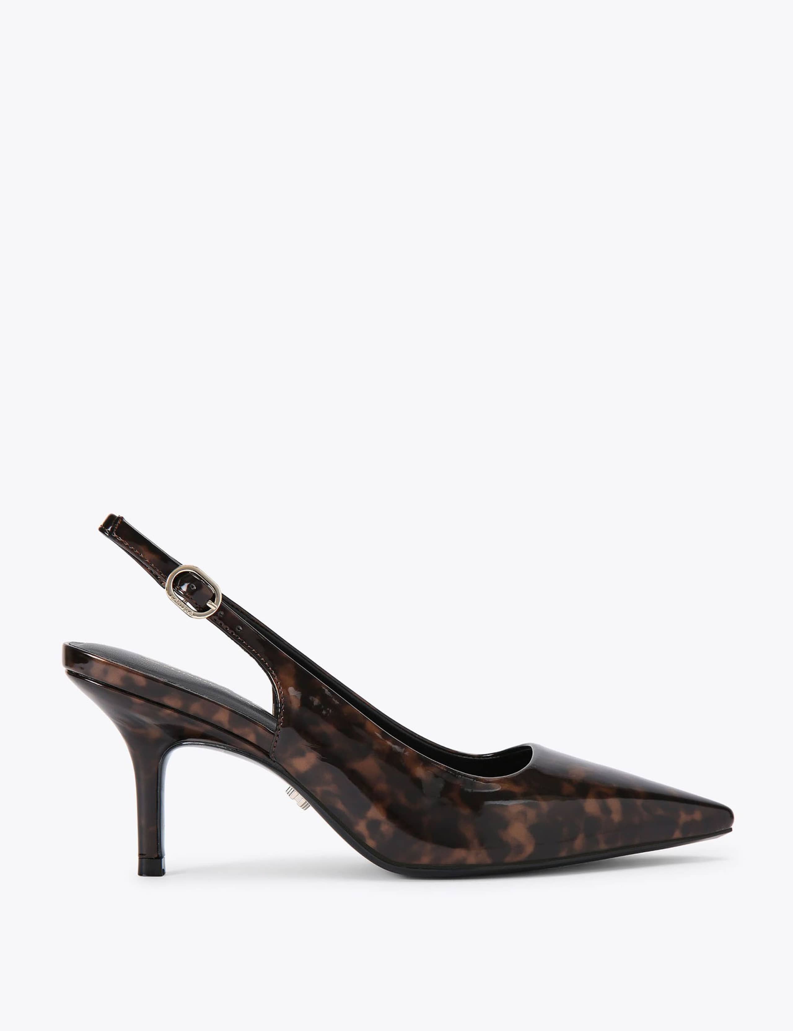 Patent Animal Print Stiletto Heel Slingbacks
