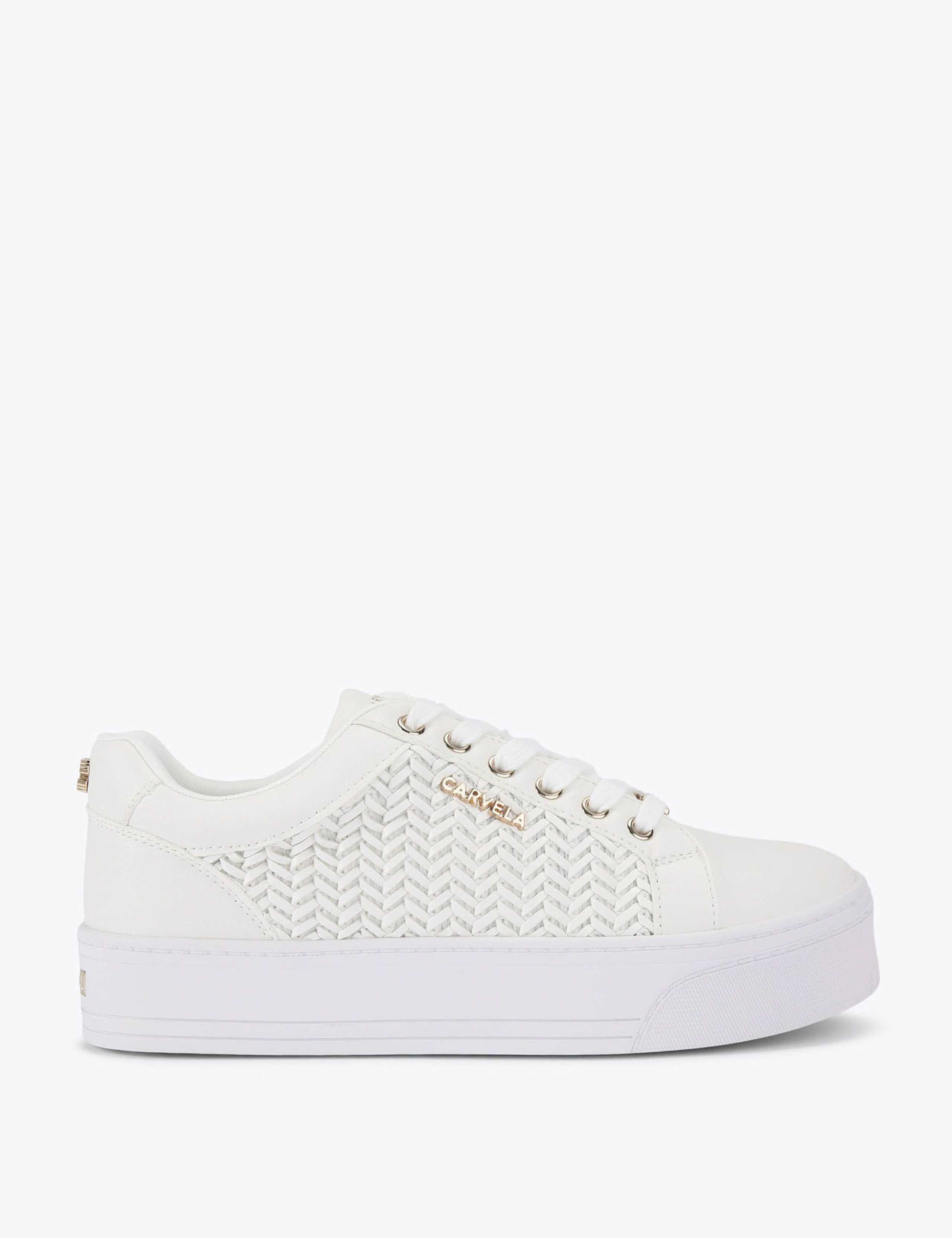 Lace Up Weave Detail Flatform Trainers