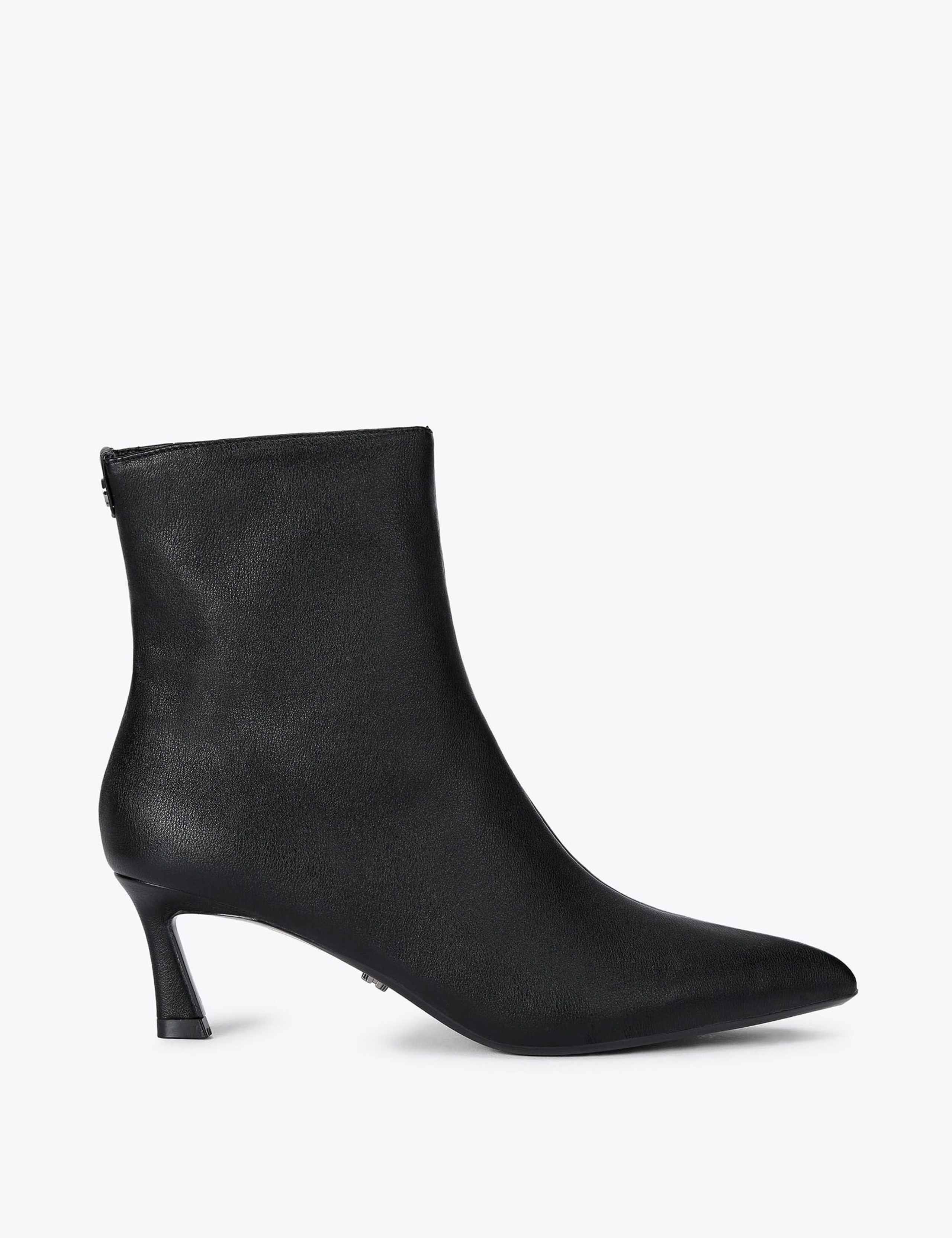 Faux Leather Kitten Heel Ankle Boots