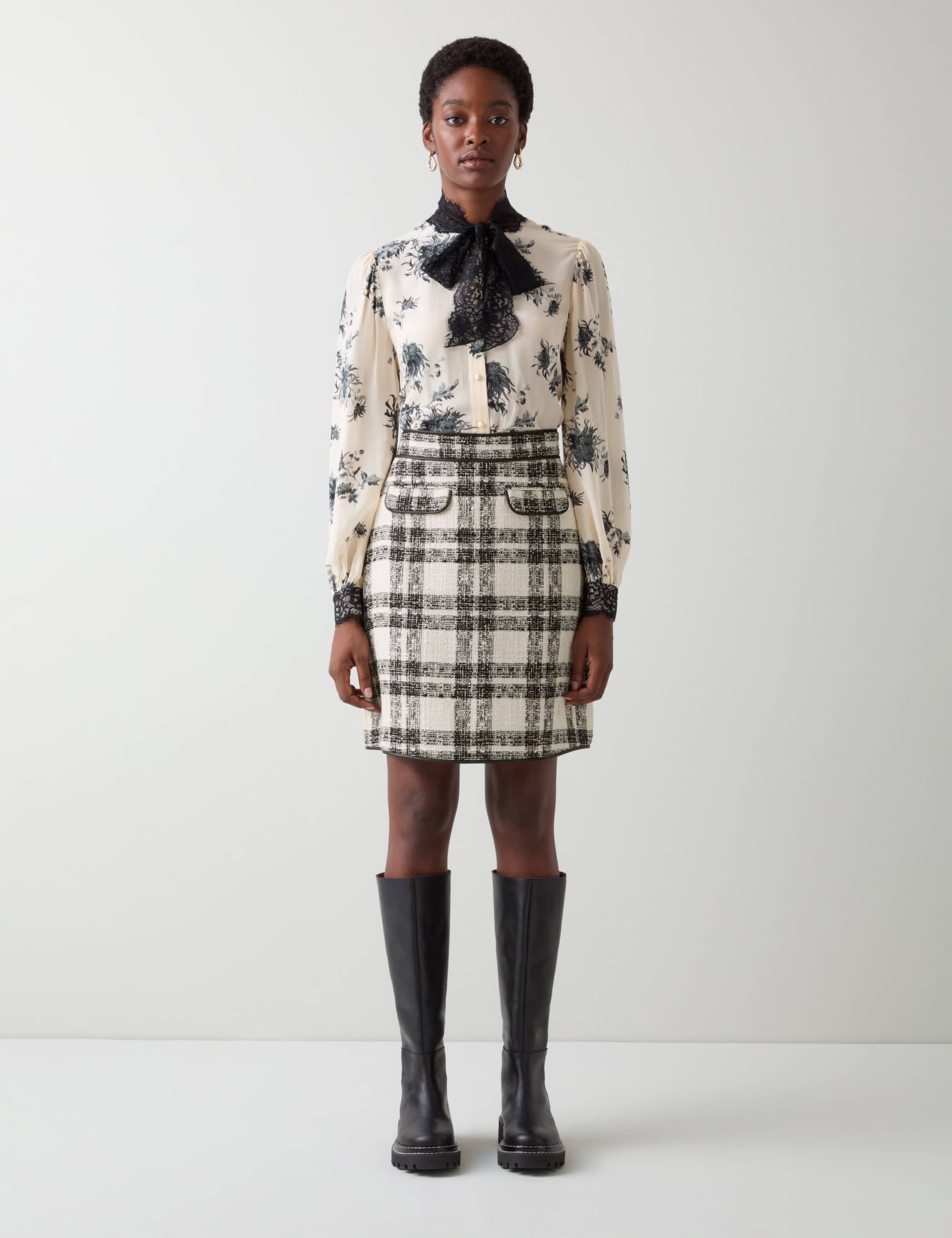 Checked Mini A-Line Skirt