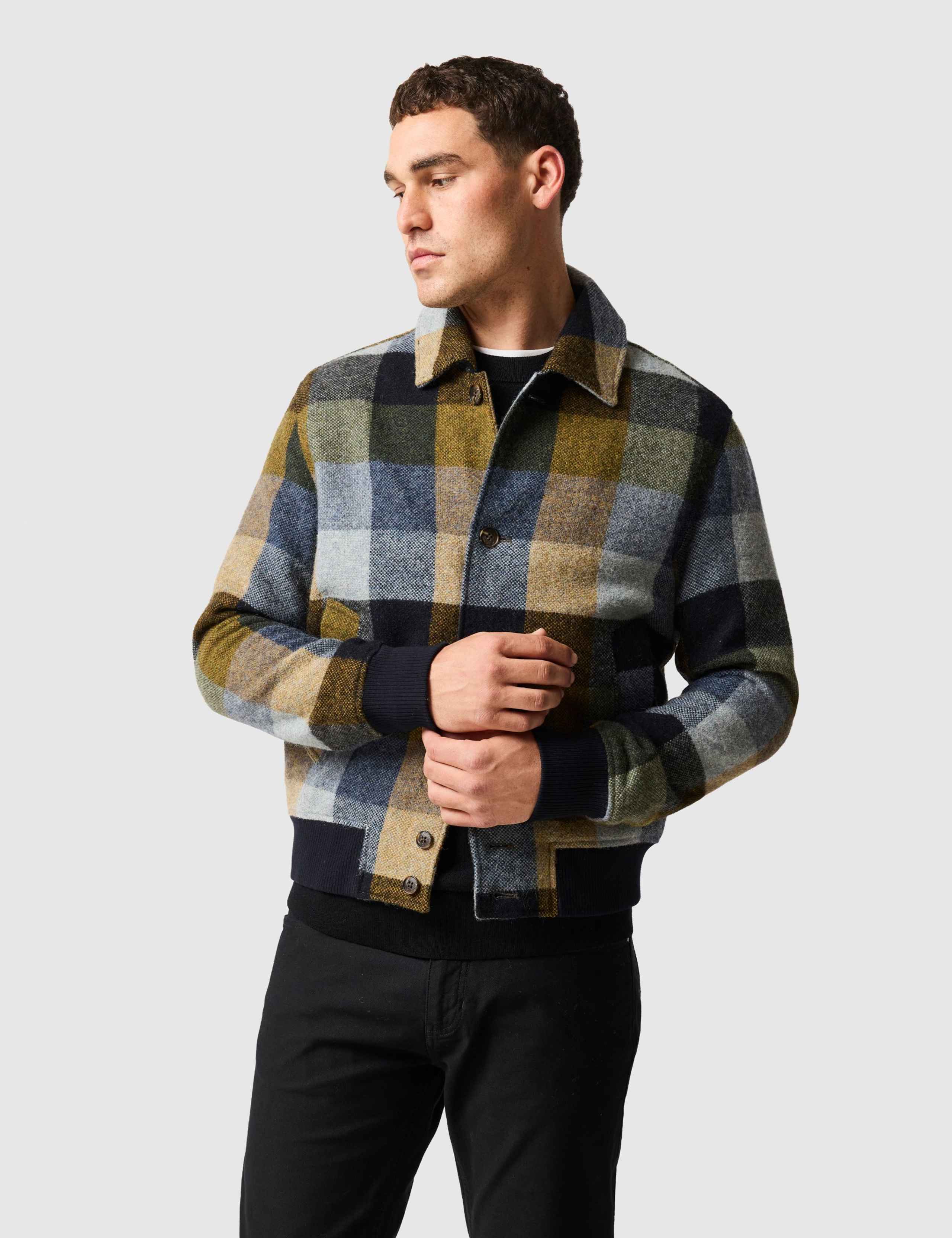 Wool Rich Checked Utility Jacket