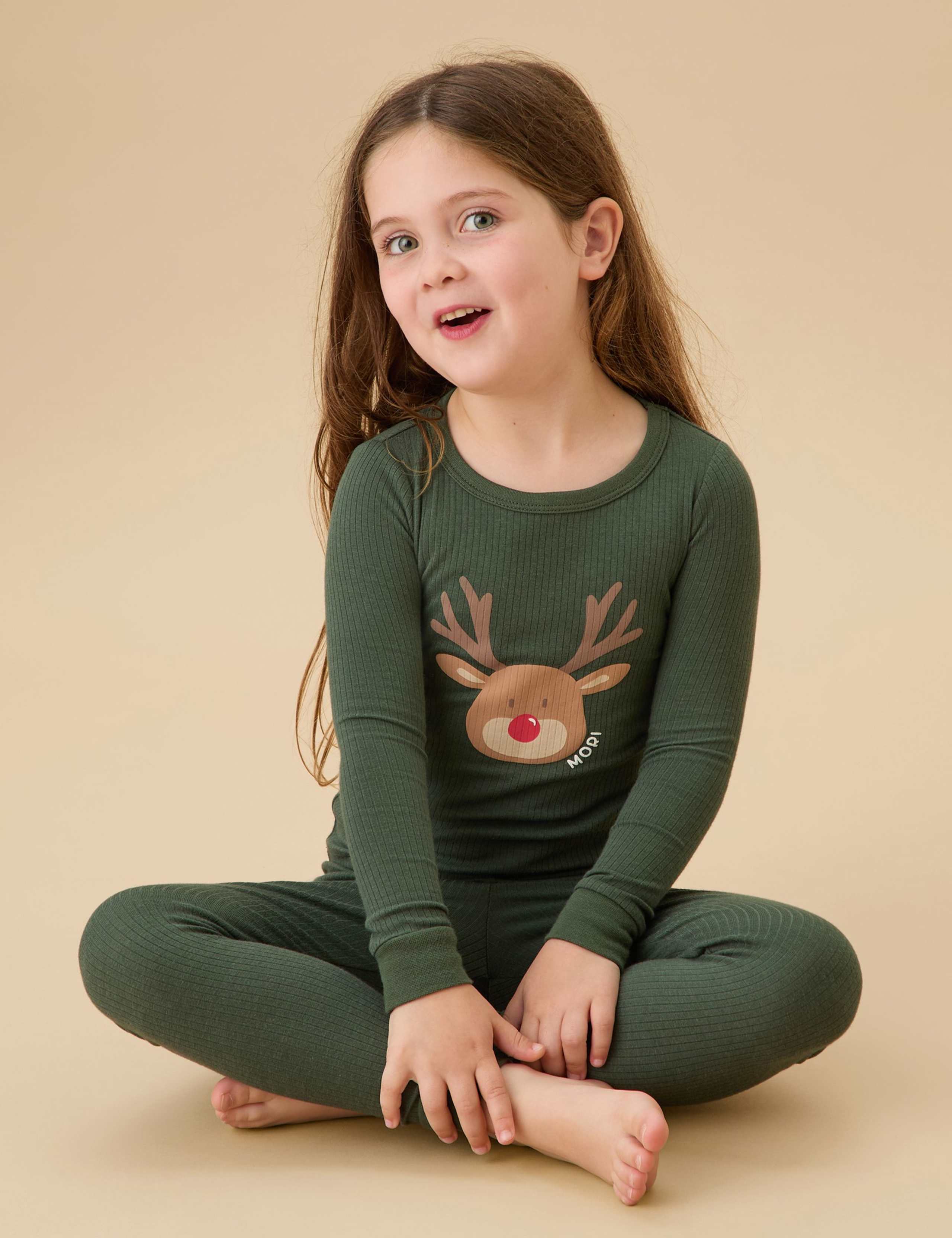 Christmas Reindeer Ribbed Pyjamas (6 Months-6 Years)