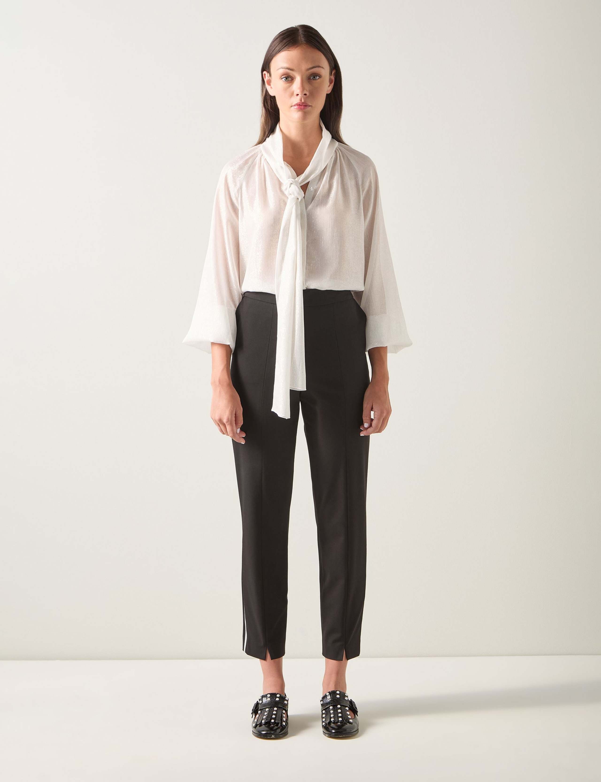 Mid Rise Side Stripe Cropped Trousers