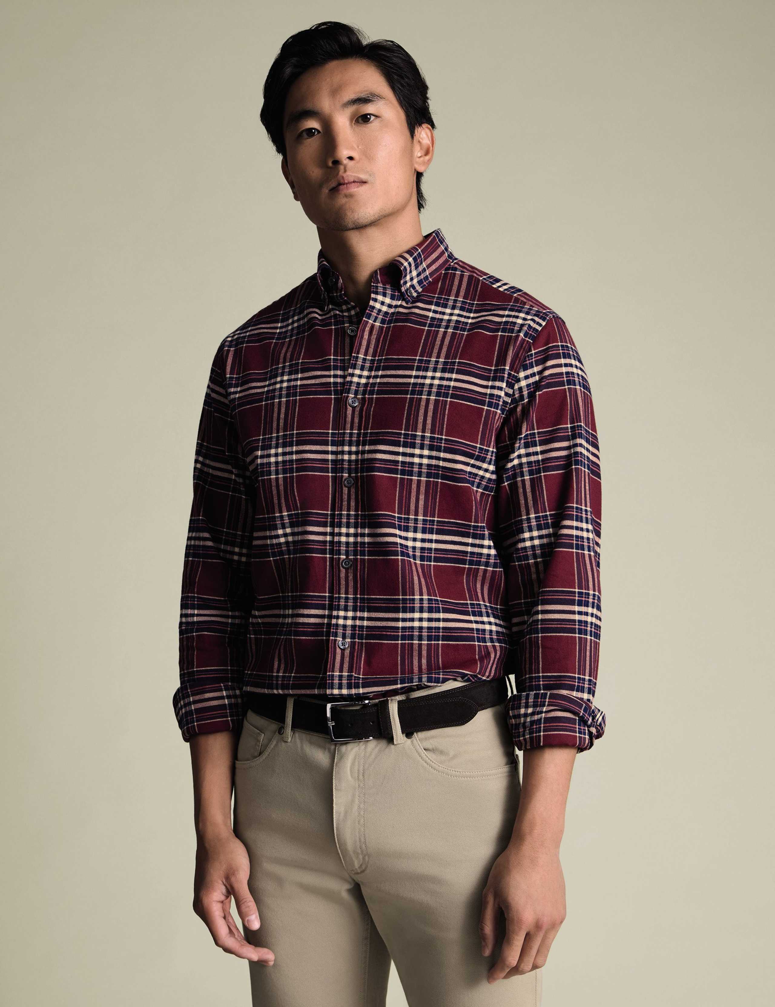 Regular Fit Pure Cotton Checked Flannel Shirt