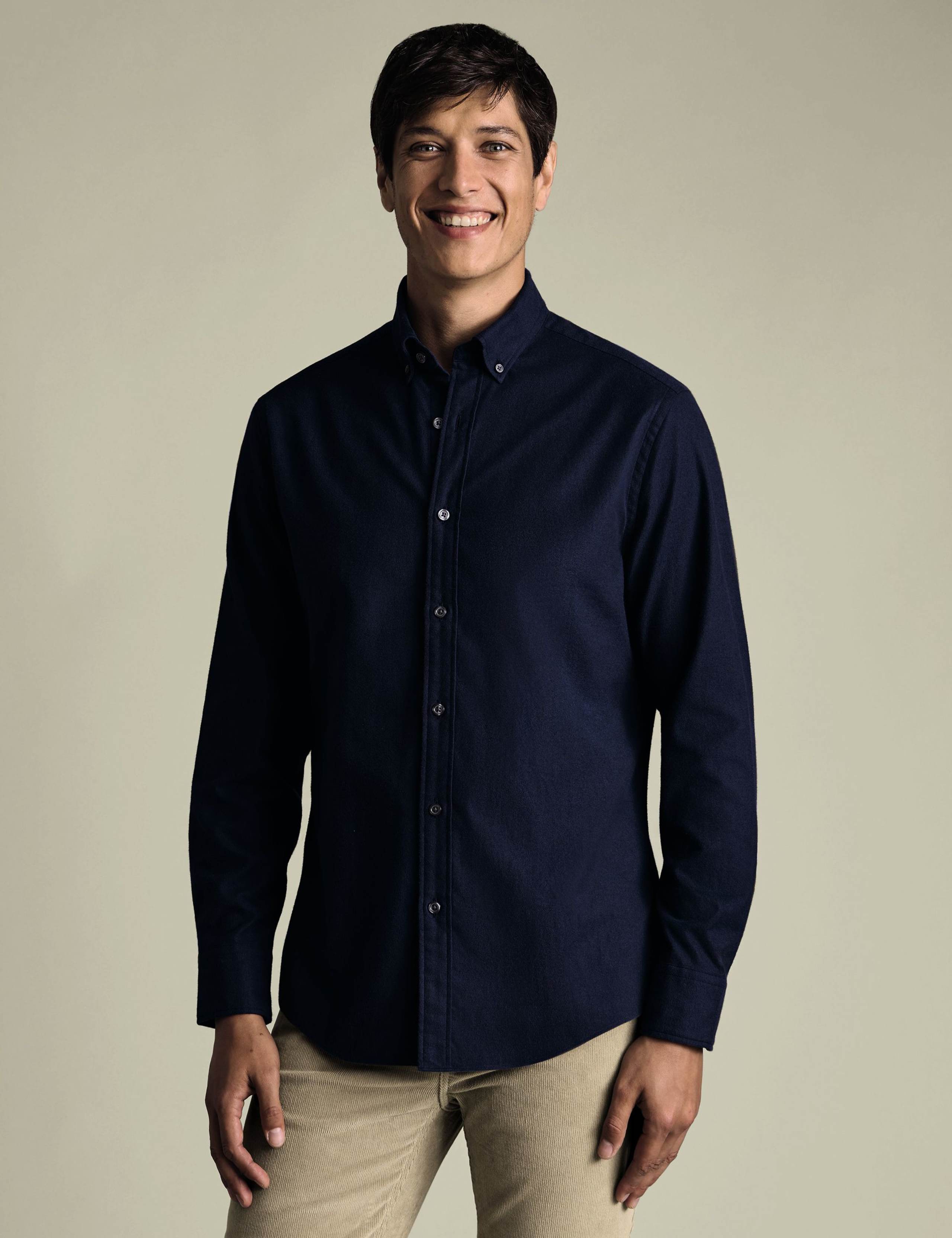 Slim Fit Pure Cotton Flannel Shirt