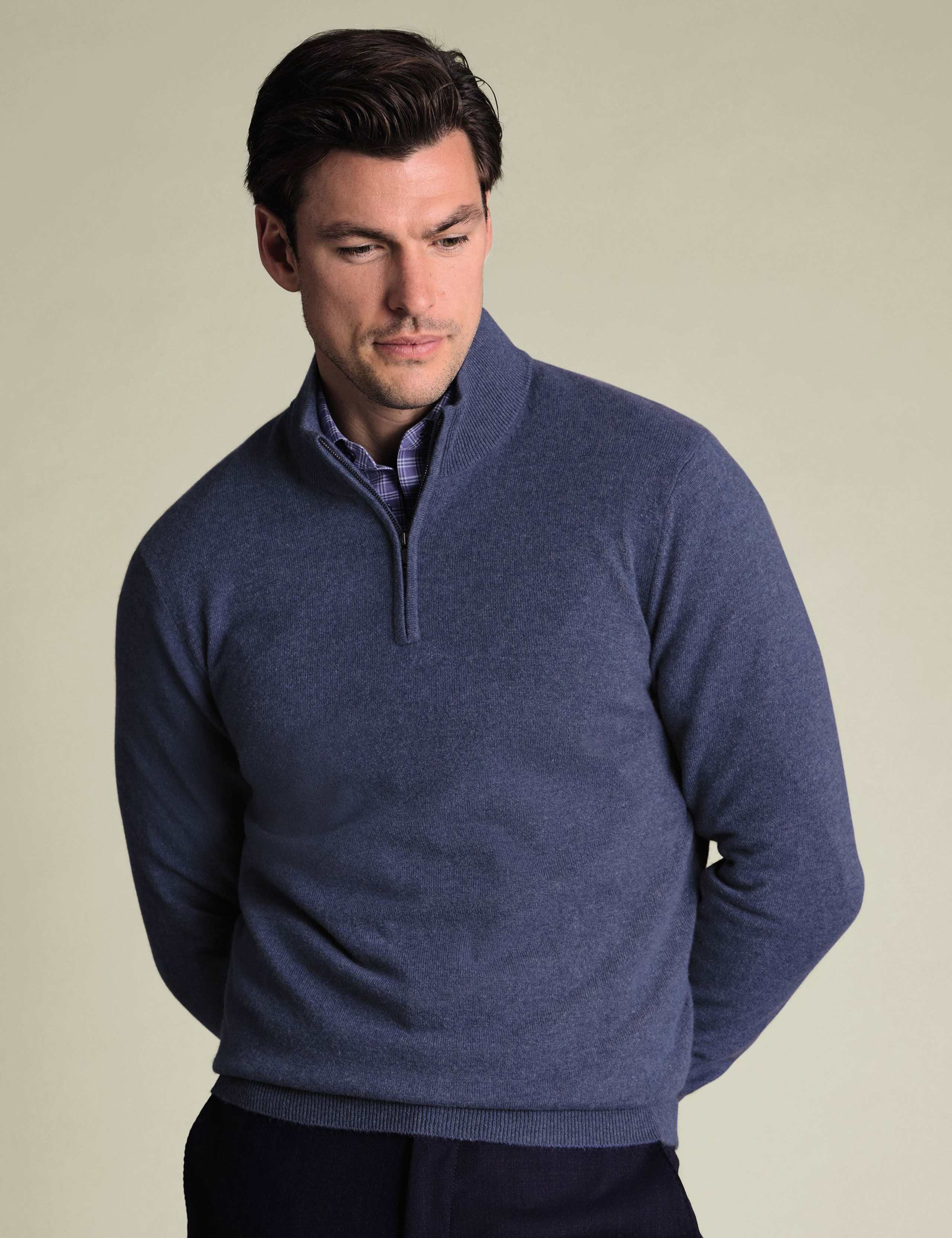 Pure Cashmere Half Zip Jumper