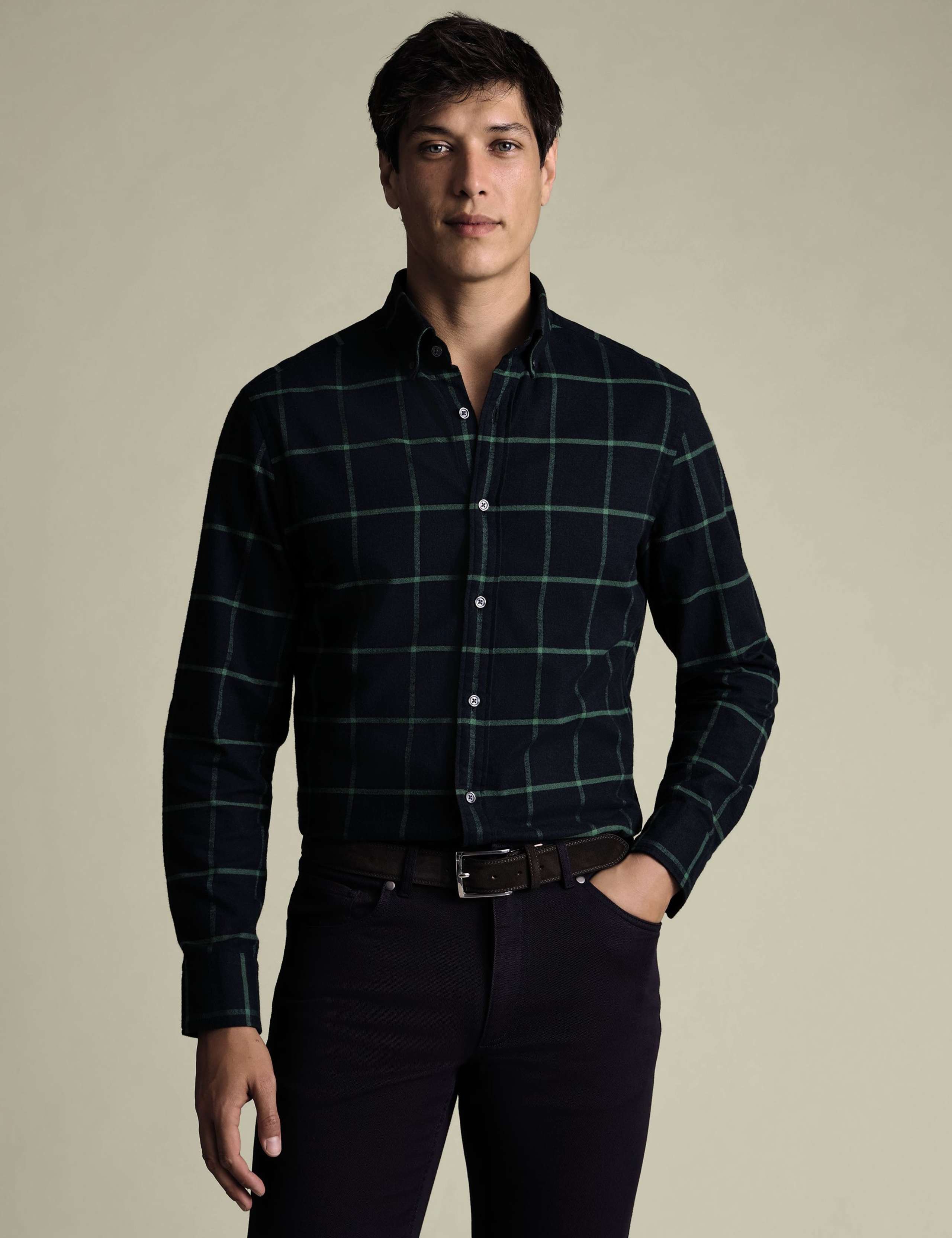Regular Fit Brushed Flannel Checked Shirt