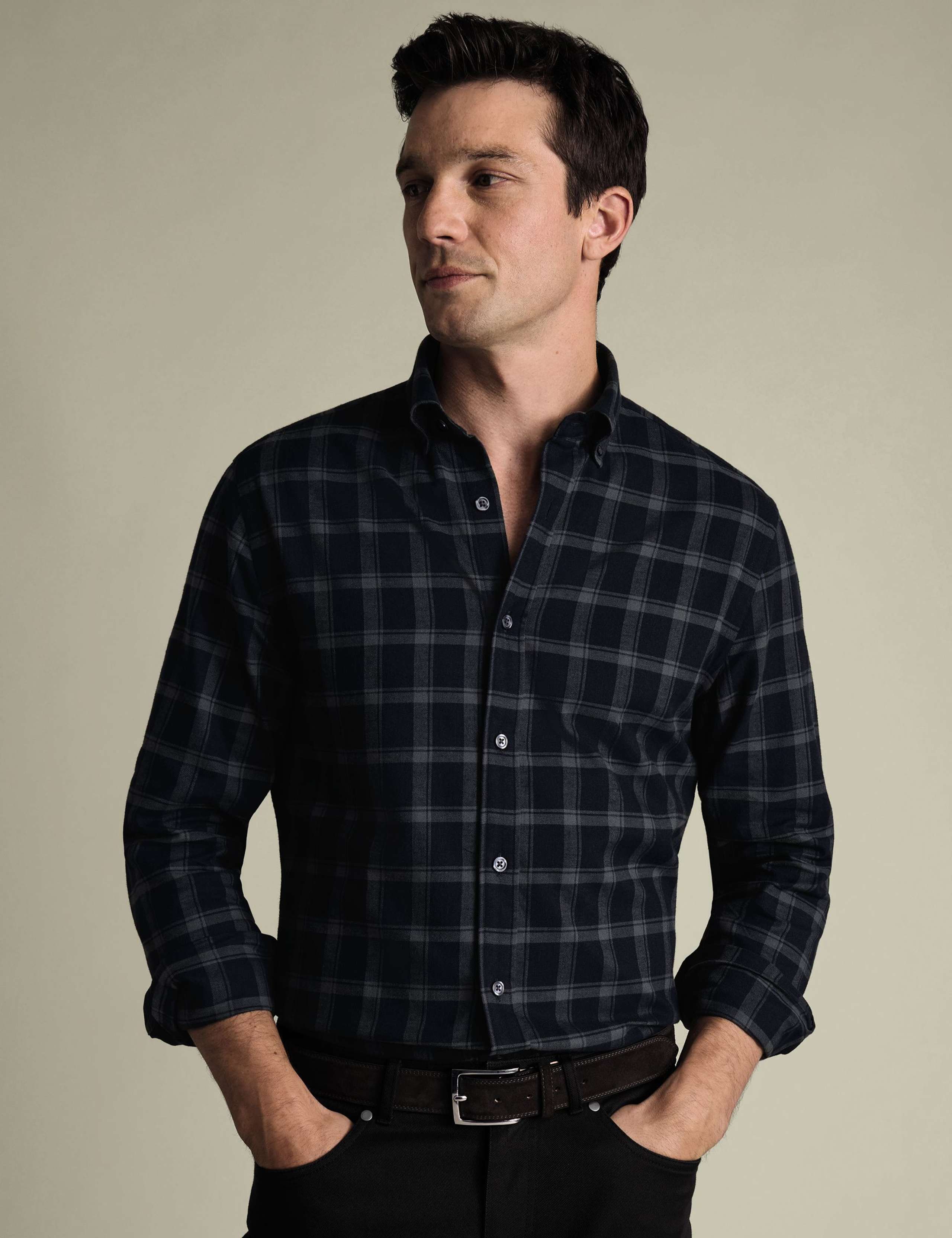 Regular Fit Brushed Flannel Checked Shirt