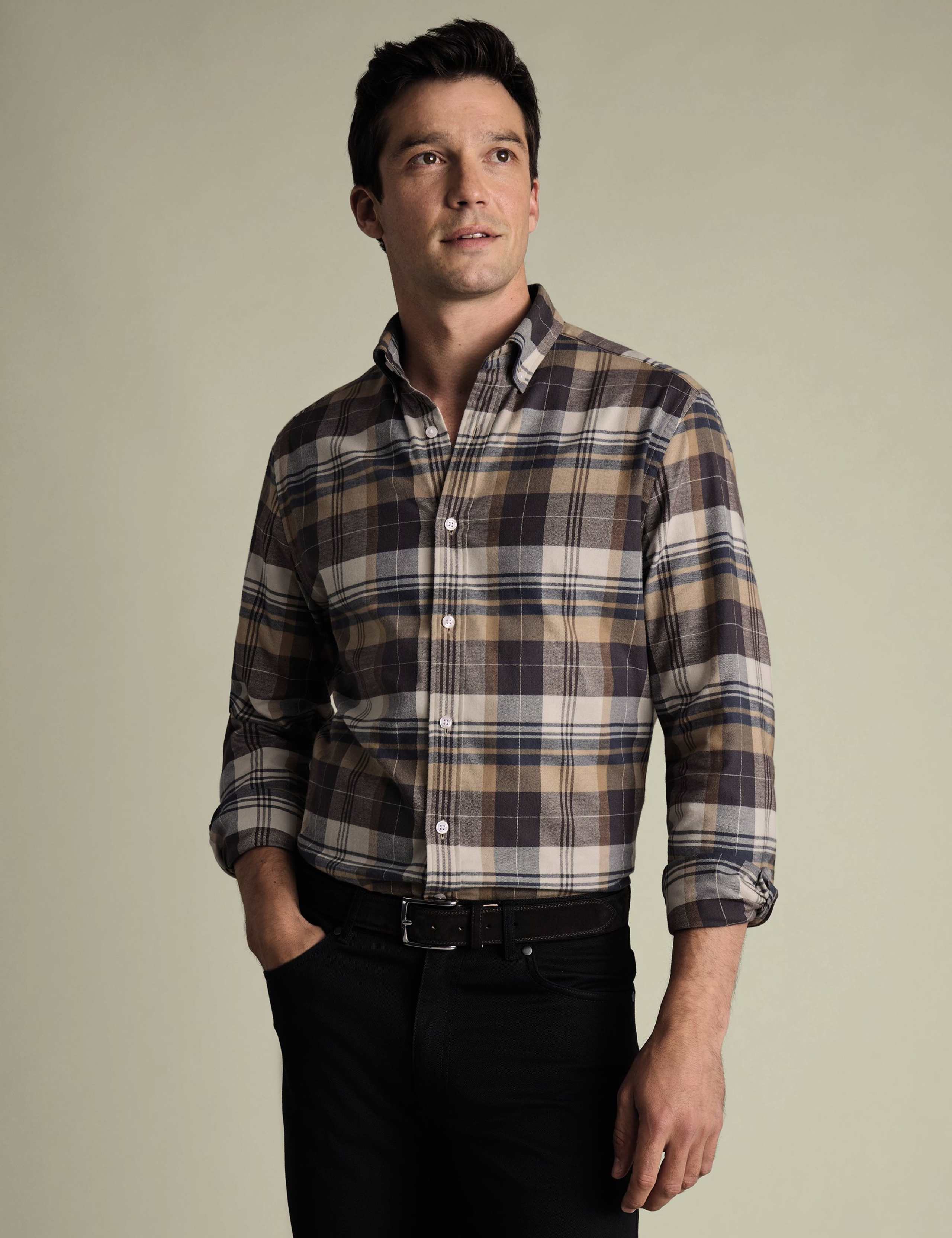 Regular Fit Brushed Flannel Checked Shirt