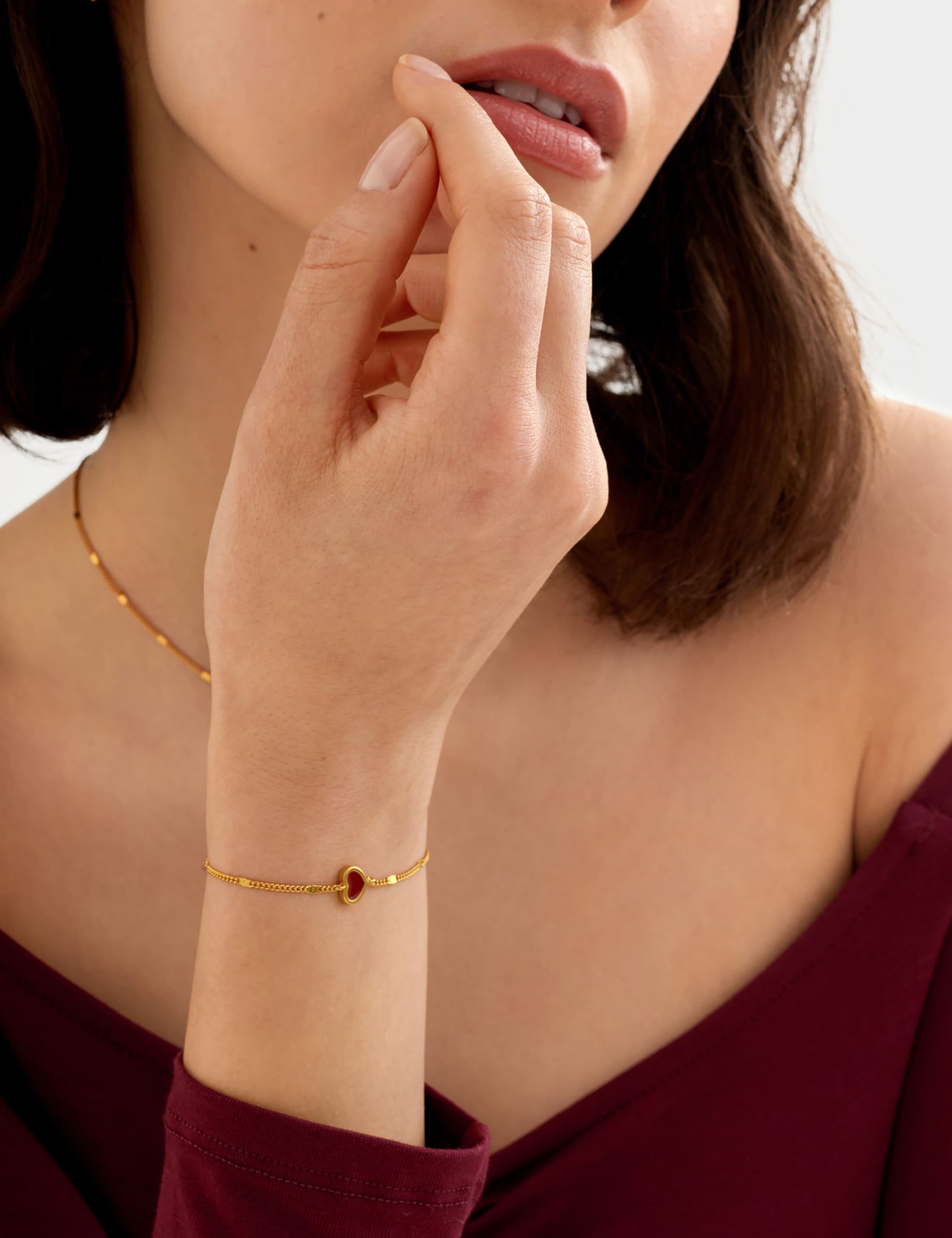 Gold Coated Enamel Heart Waterproof Bracelet