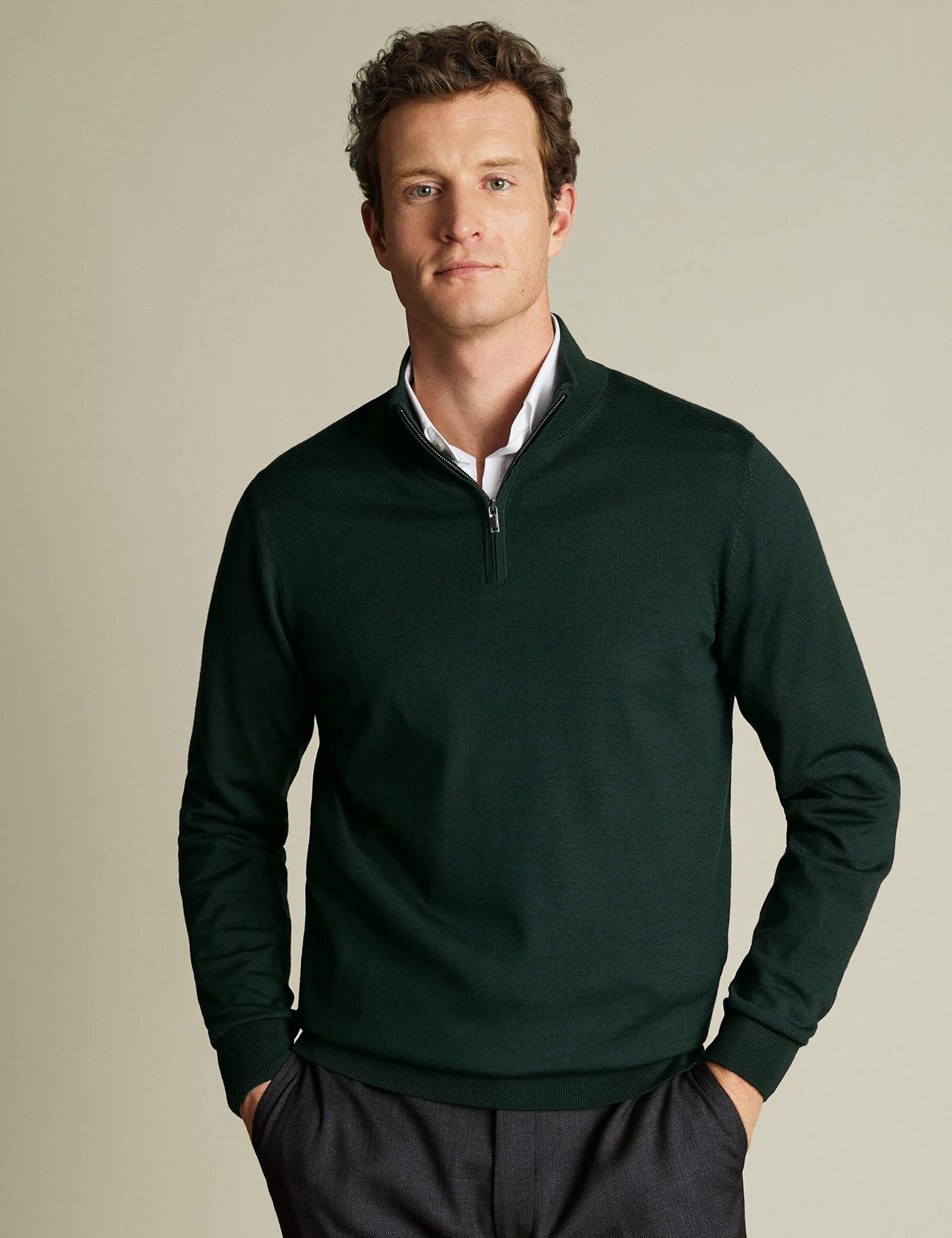 Pure Merino Wool Half Zip Jumper