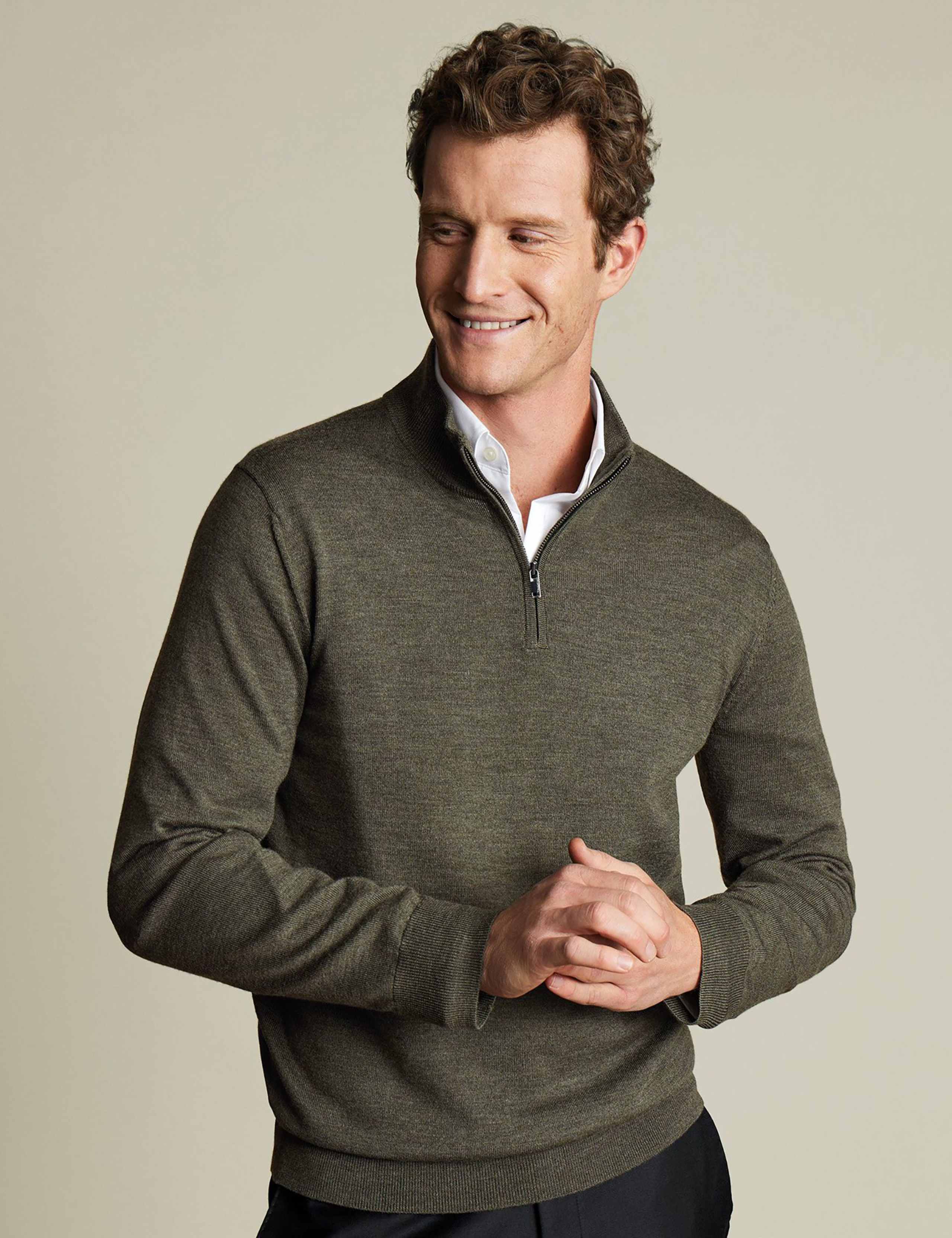 Pure Merino Wool Half Zip Jumper