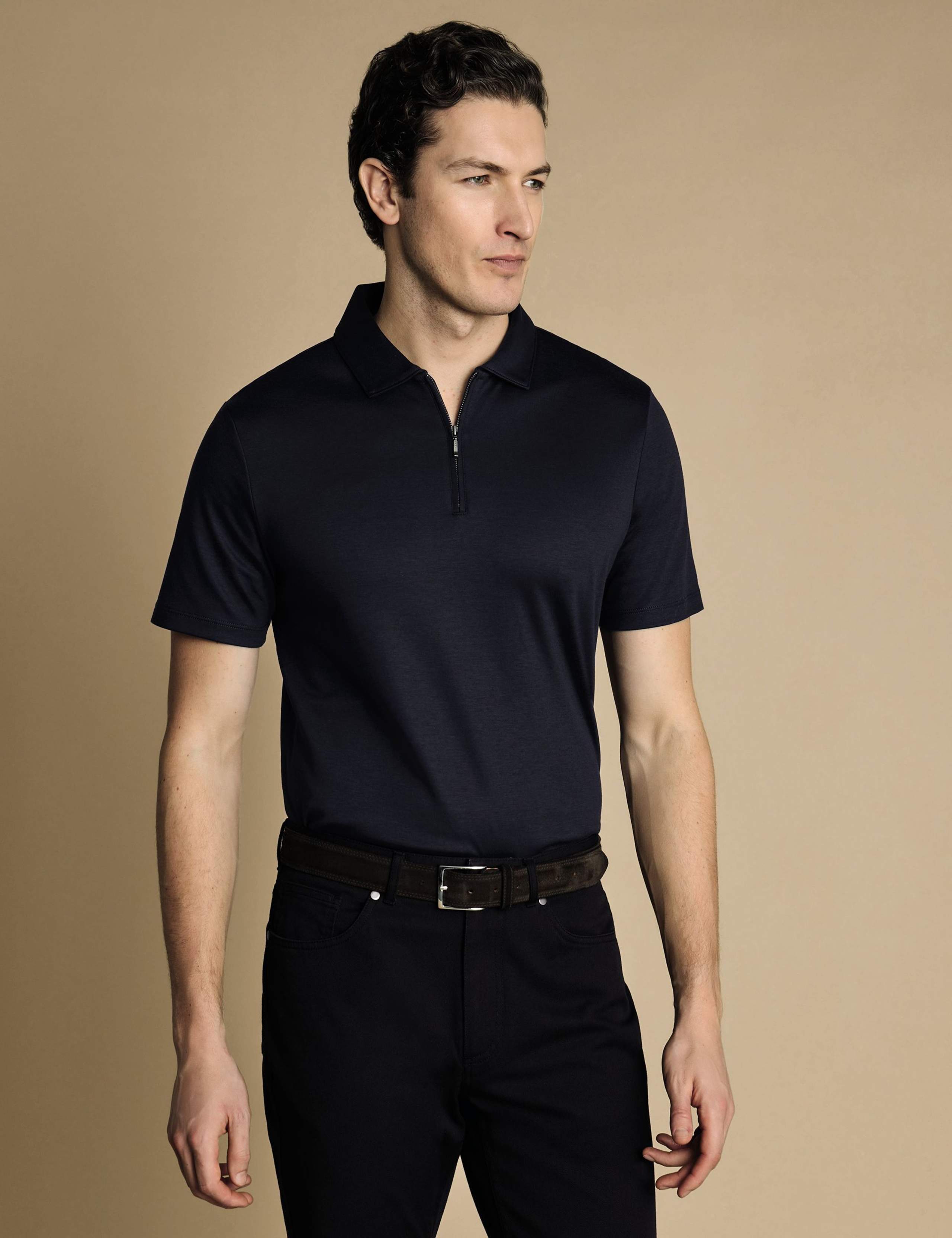 Half Zip Jersey Polo Shirt