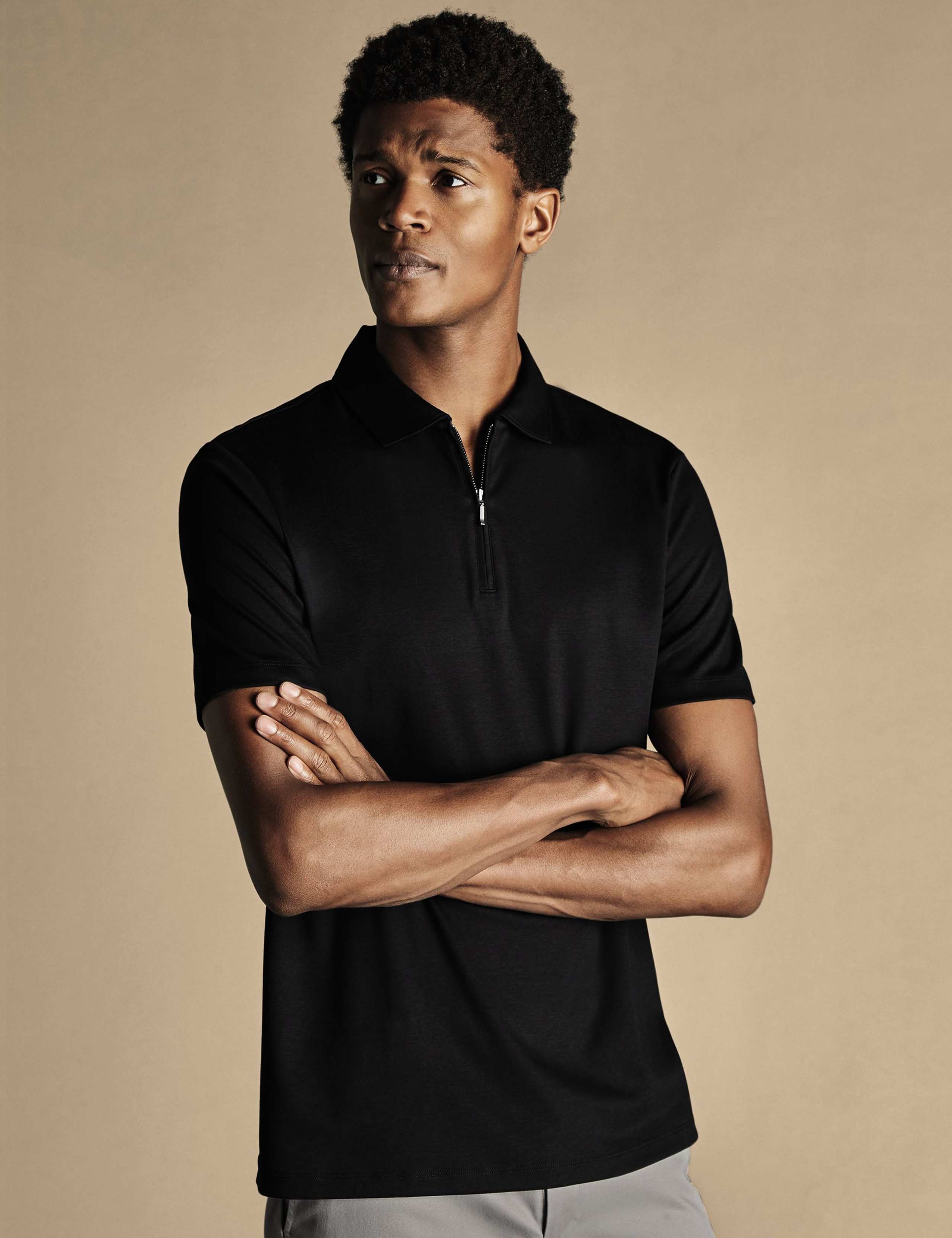 Half Zip Jersey Polo Shirt