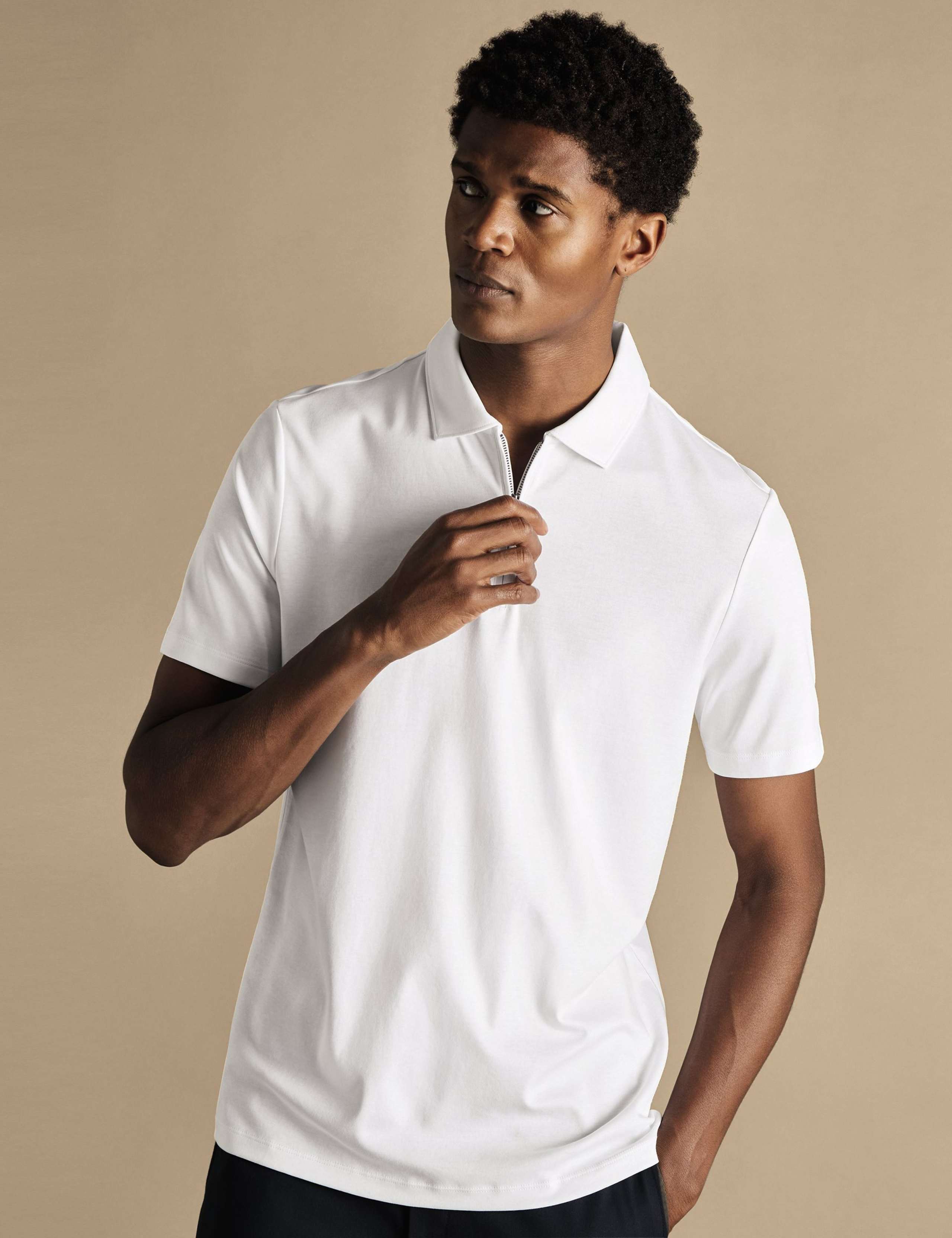 Half Zip Jersey Polo Shirt