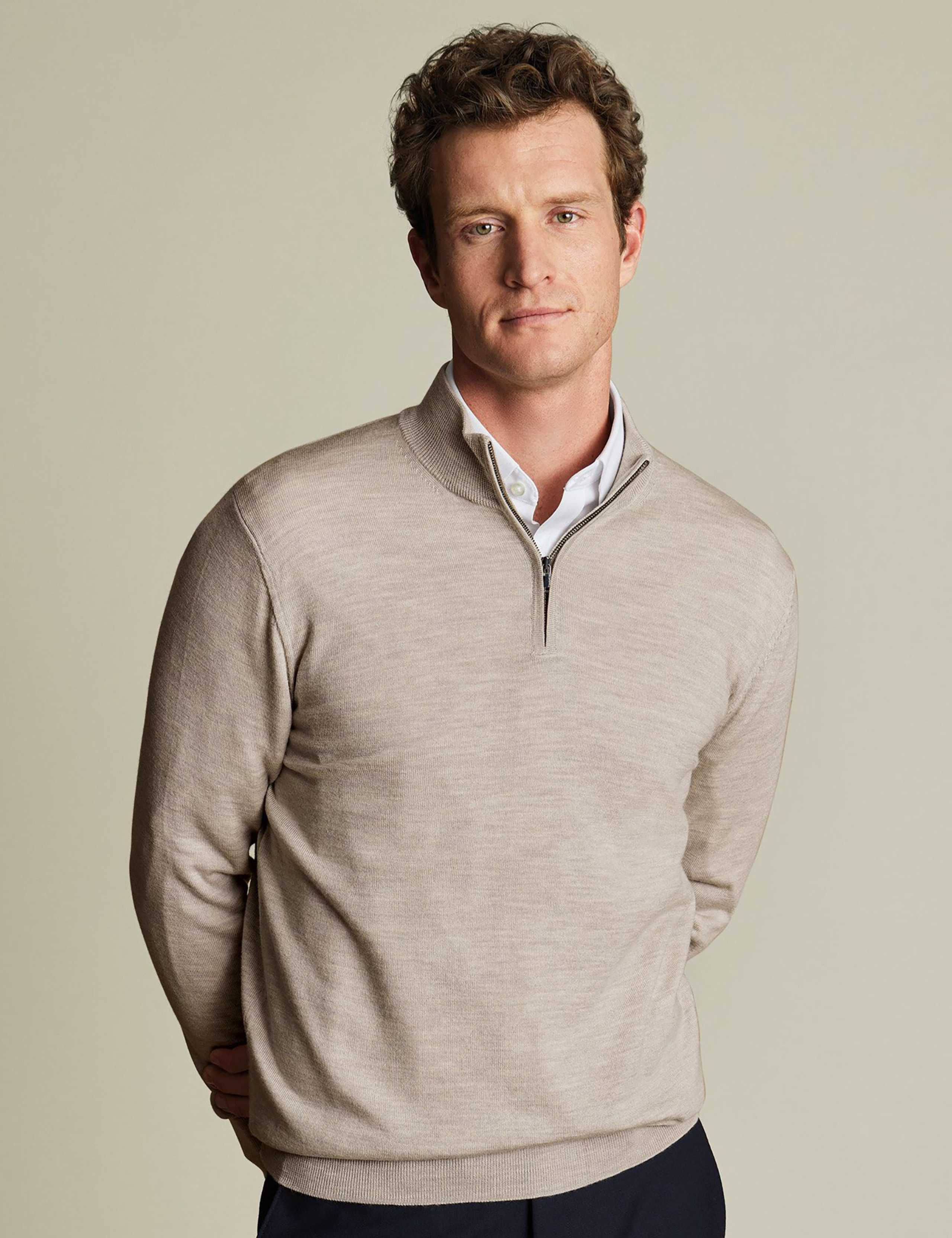 Pure Merino Wool Half Zip Jumper