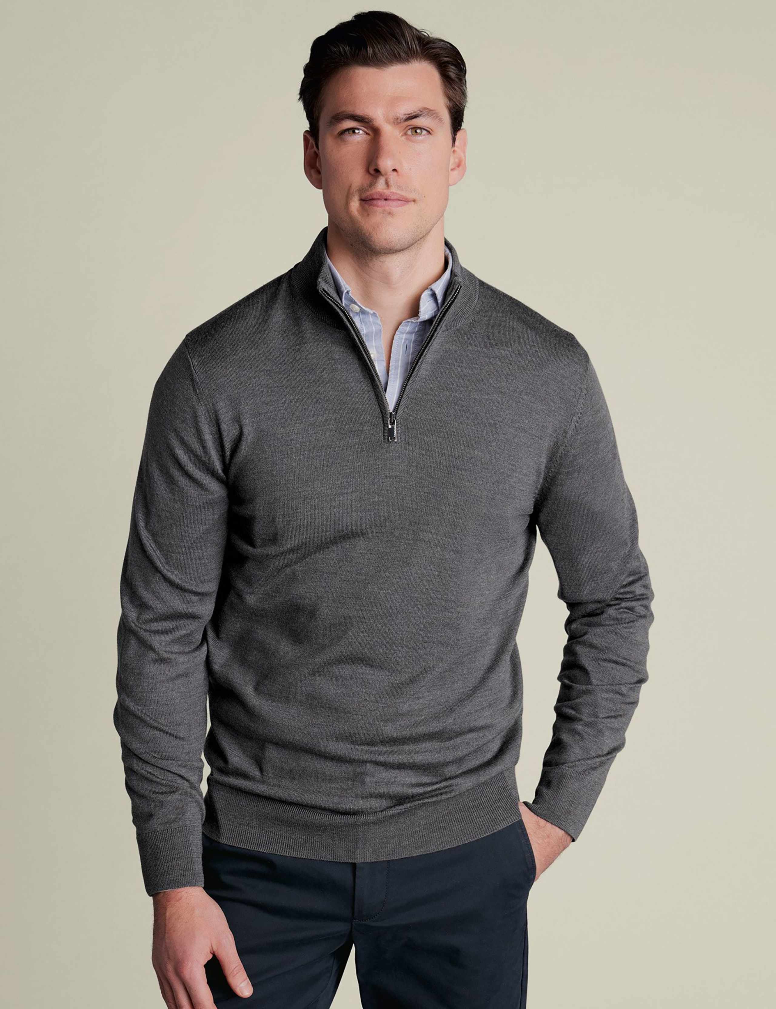 Pure Merino Wool Half Zip Jumper