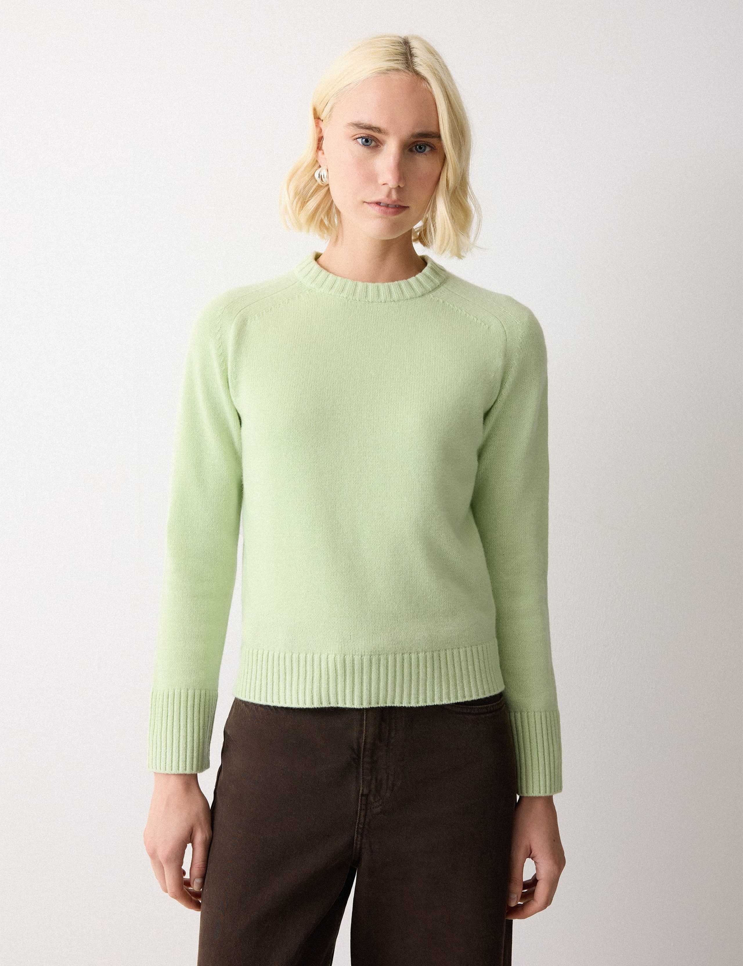 Wool Rich Saddle Crew Neck Jumper
