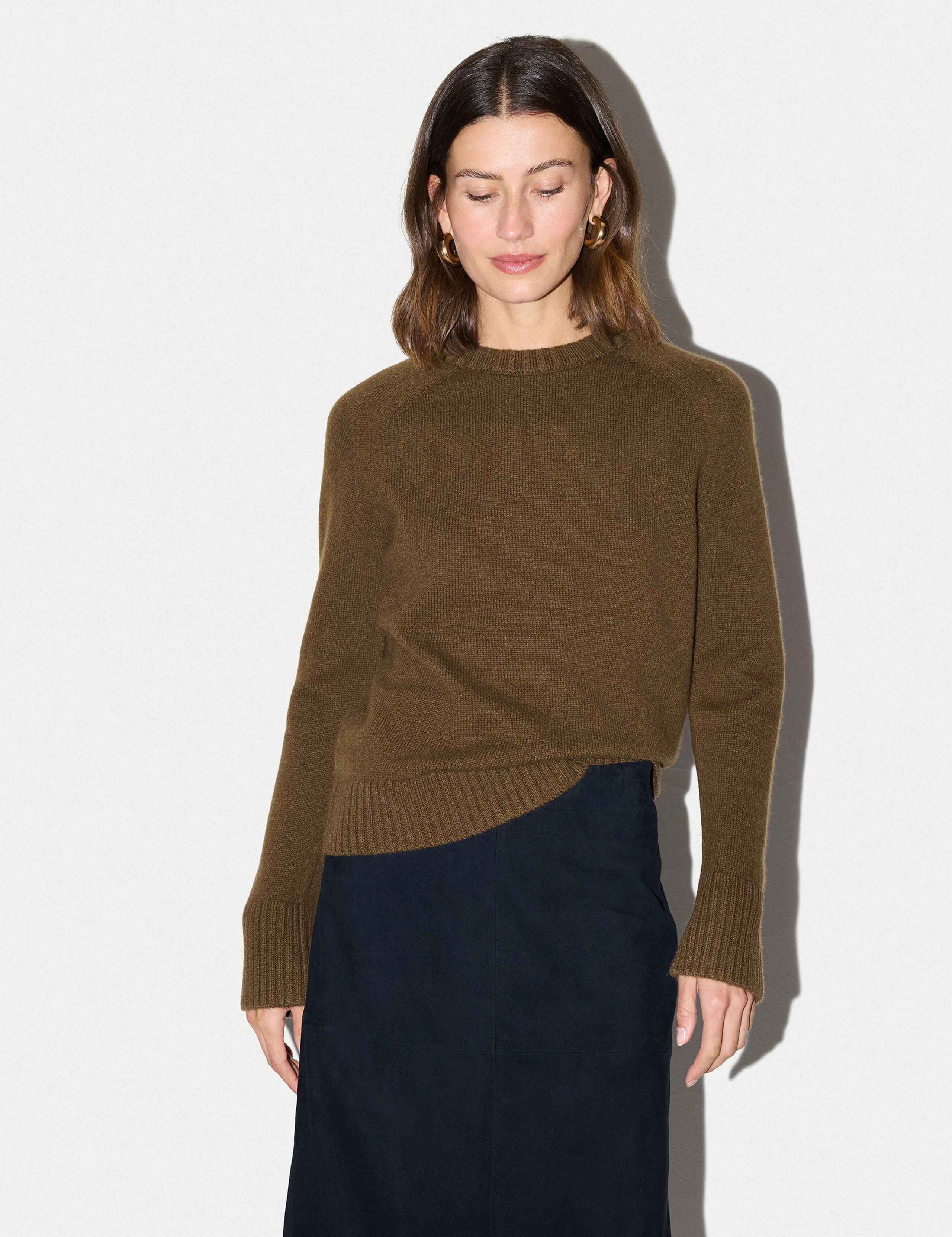 Wool Rich Saddle Crew Neck Jumper