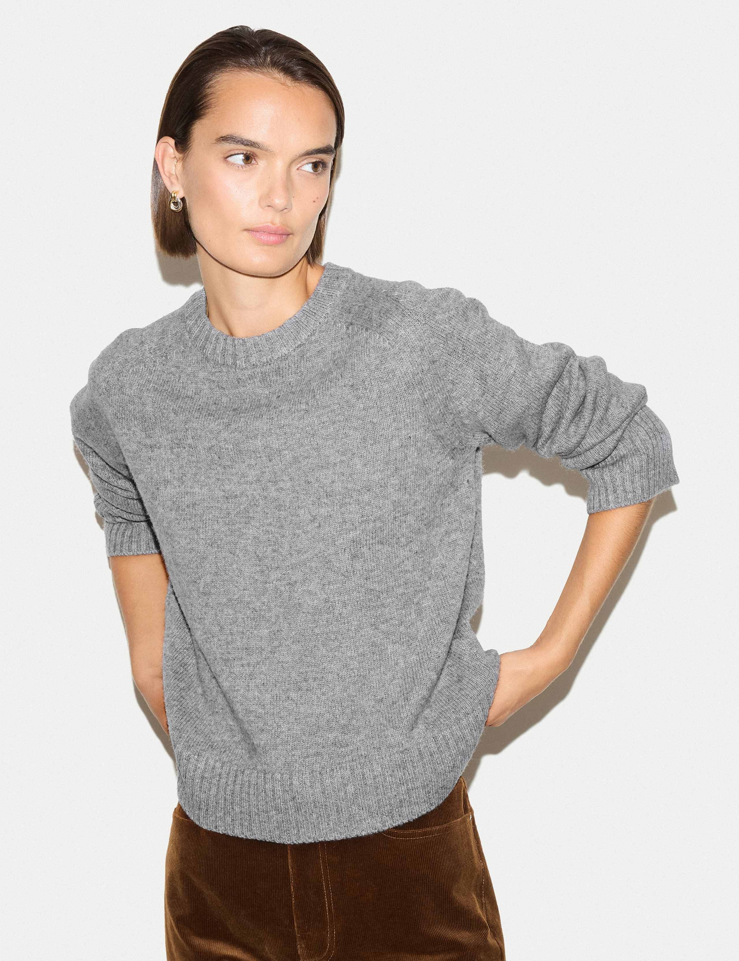 Wool Rich Saddle Crew Neck Jumper