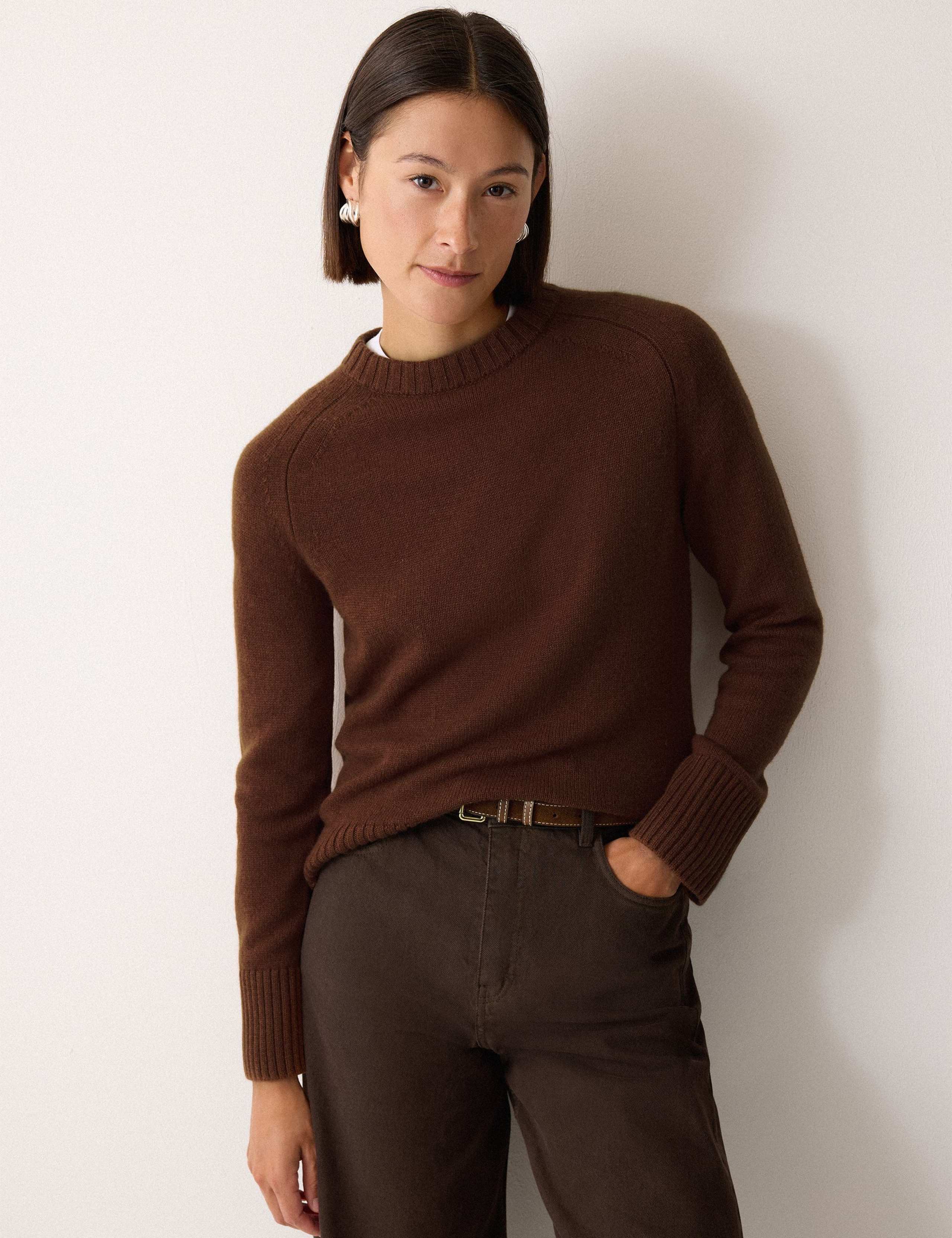 Wool Rich Saddle Crew Neck Jumper